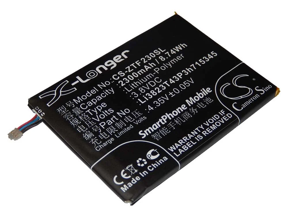Batterie remplace ZTE Li3820T43P3h715345 téléphone portable ZTE - 2300mAh 3,8V Li-polymère