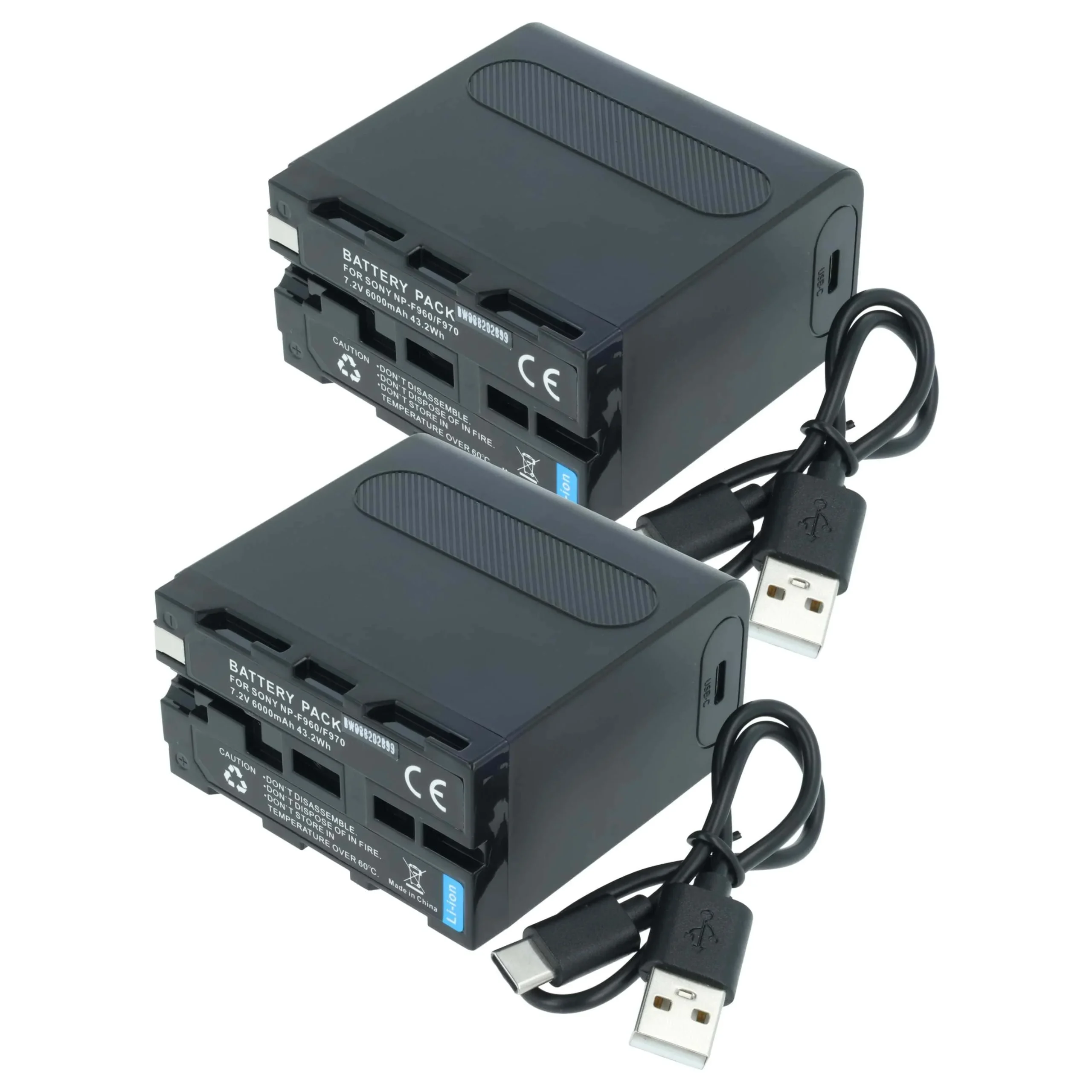 2x Batteries remplace Sony NP-F550, NP-F930, NP-F750 pour appareil photo Grundig- 6000mAh 7,4V Li-ion