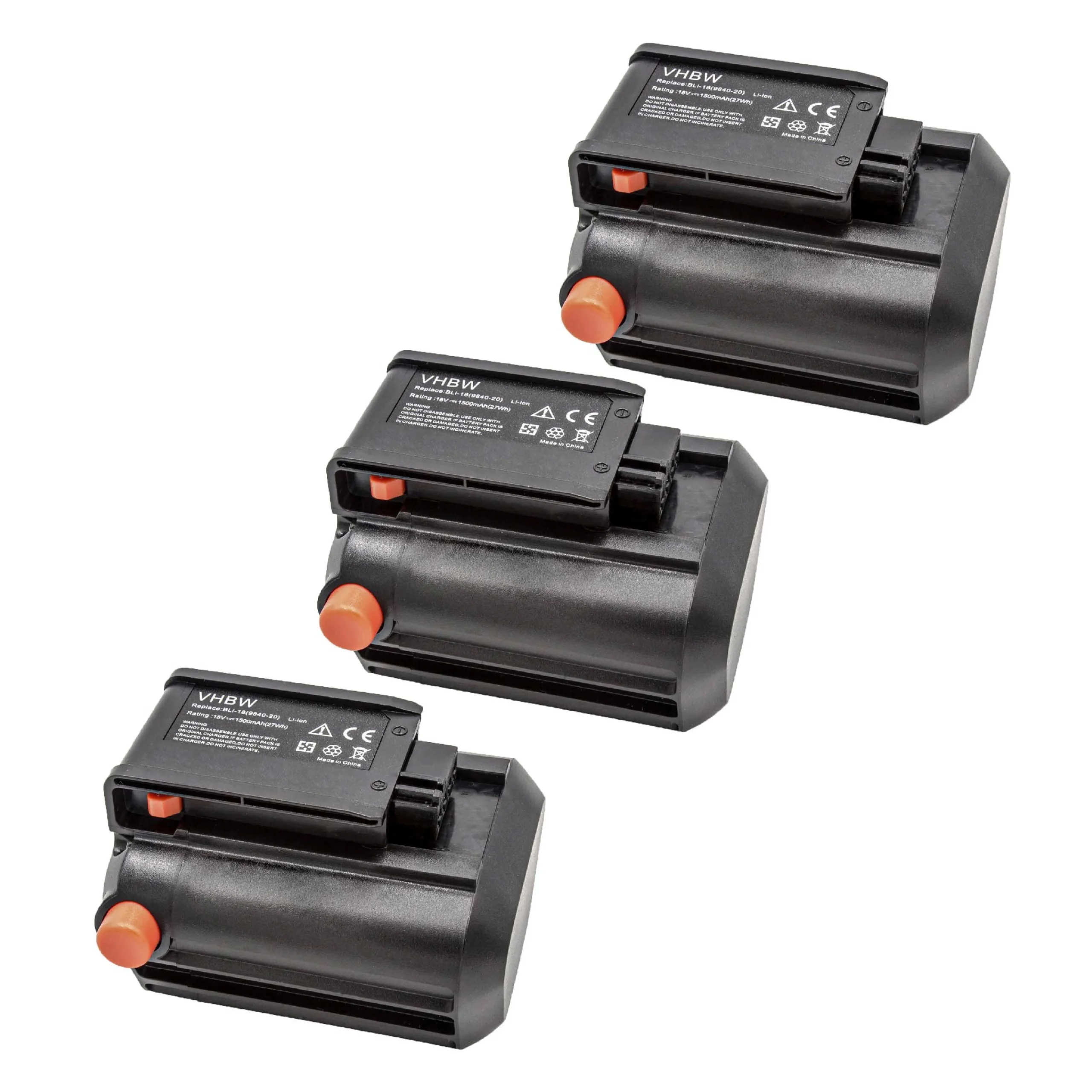 3x Batteries remplace Gardena BLi-18, 9839-20, 9840-20 pour outil de jardinage - 1500mAh 18V Li-ion