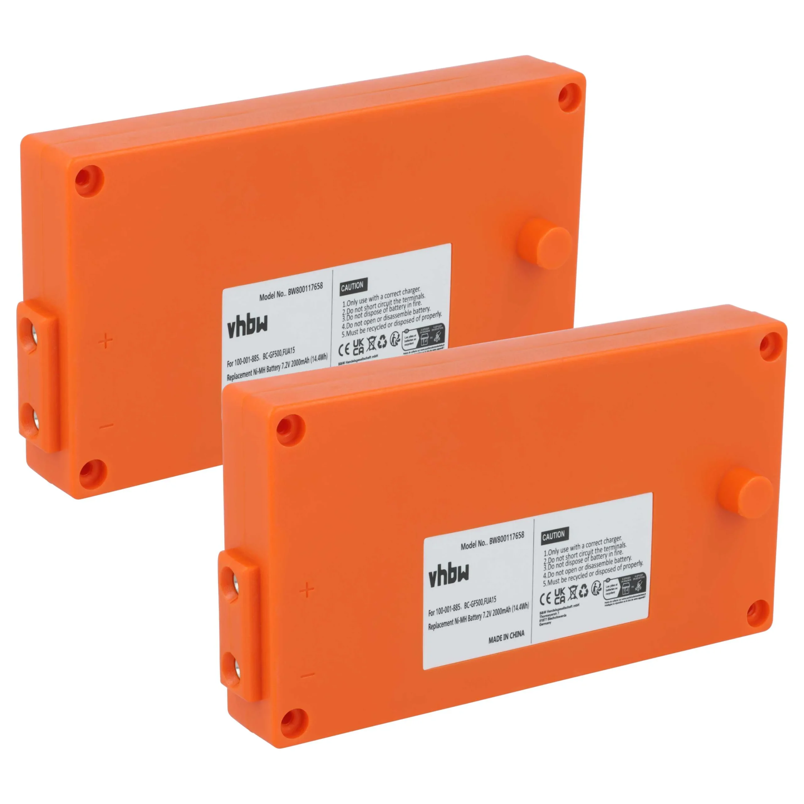Batterie (2 pièces) remplace Gross Funk FUA50, BC-GF500, 100-001-885, FUA15 - 2000mAh 7,2V NiMH