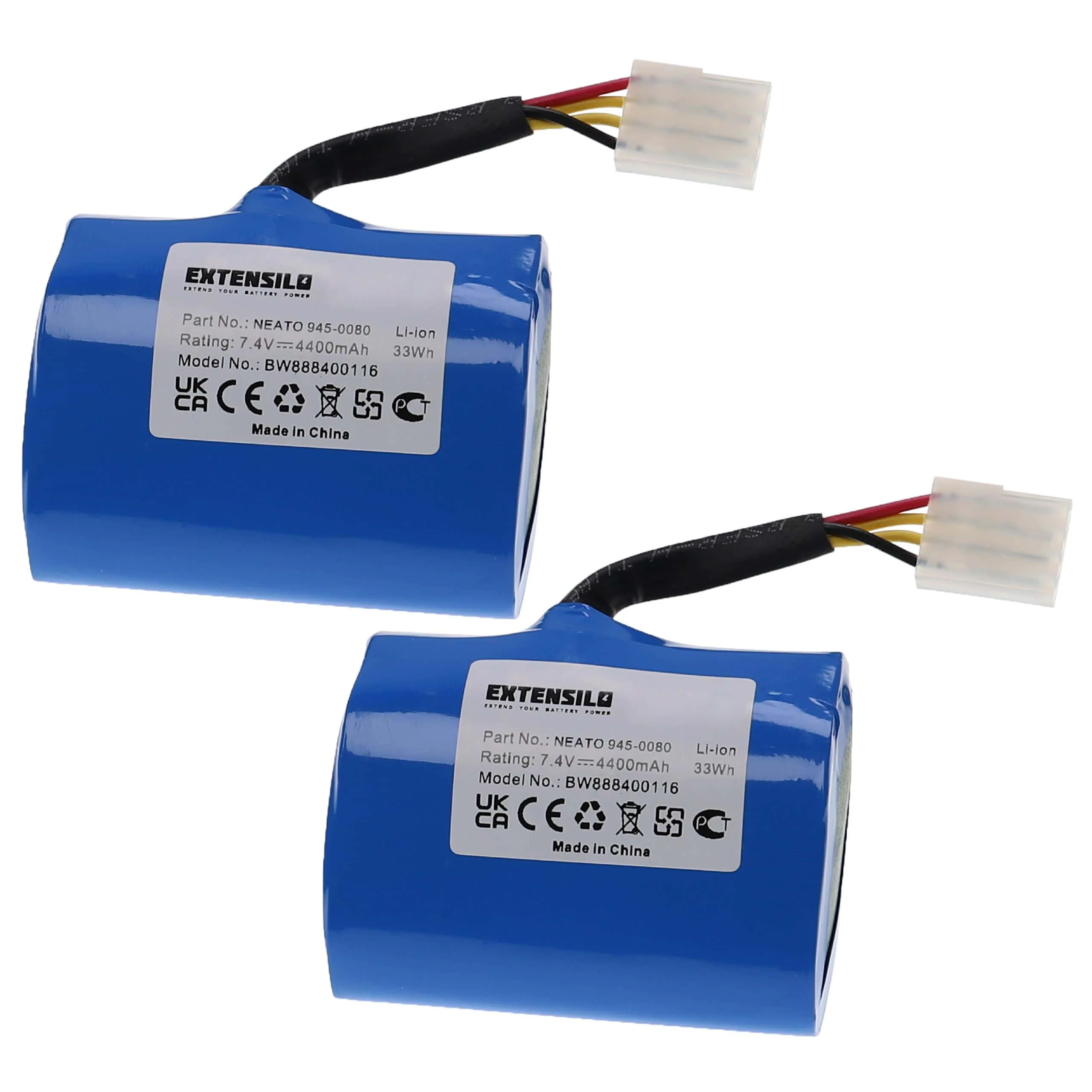 2x Batteries remplace Neato 945-0006, 205-0001, 945-0005 pour robot aspirateur Neato - 4400mAh 7,4V Li-ion