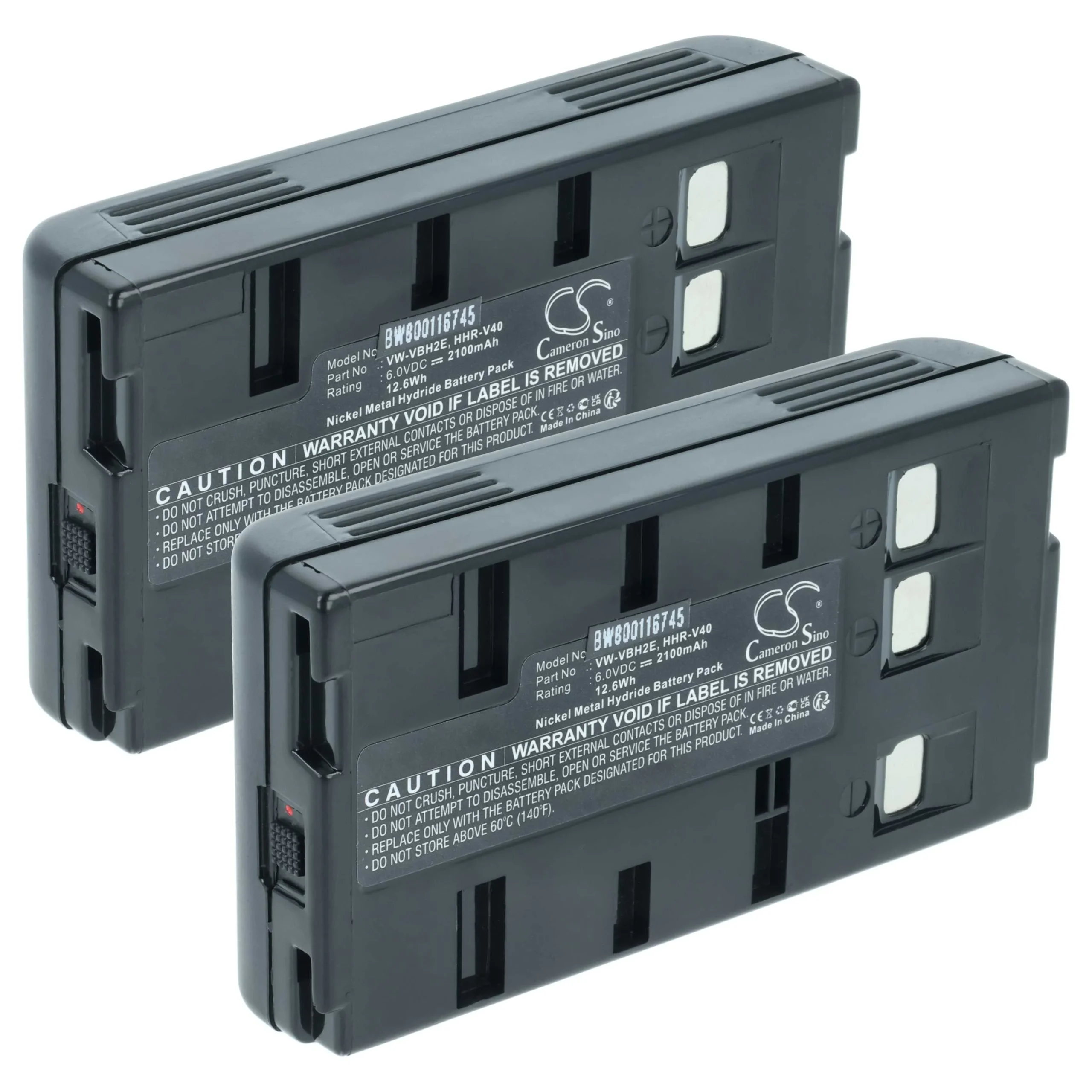 2x Batteries remplace JVC BN-V22U, BN-V20, BN-V22, BN-V20US, BN-V20U pour caméscope Philips- 2000mAh 6V NiMH