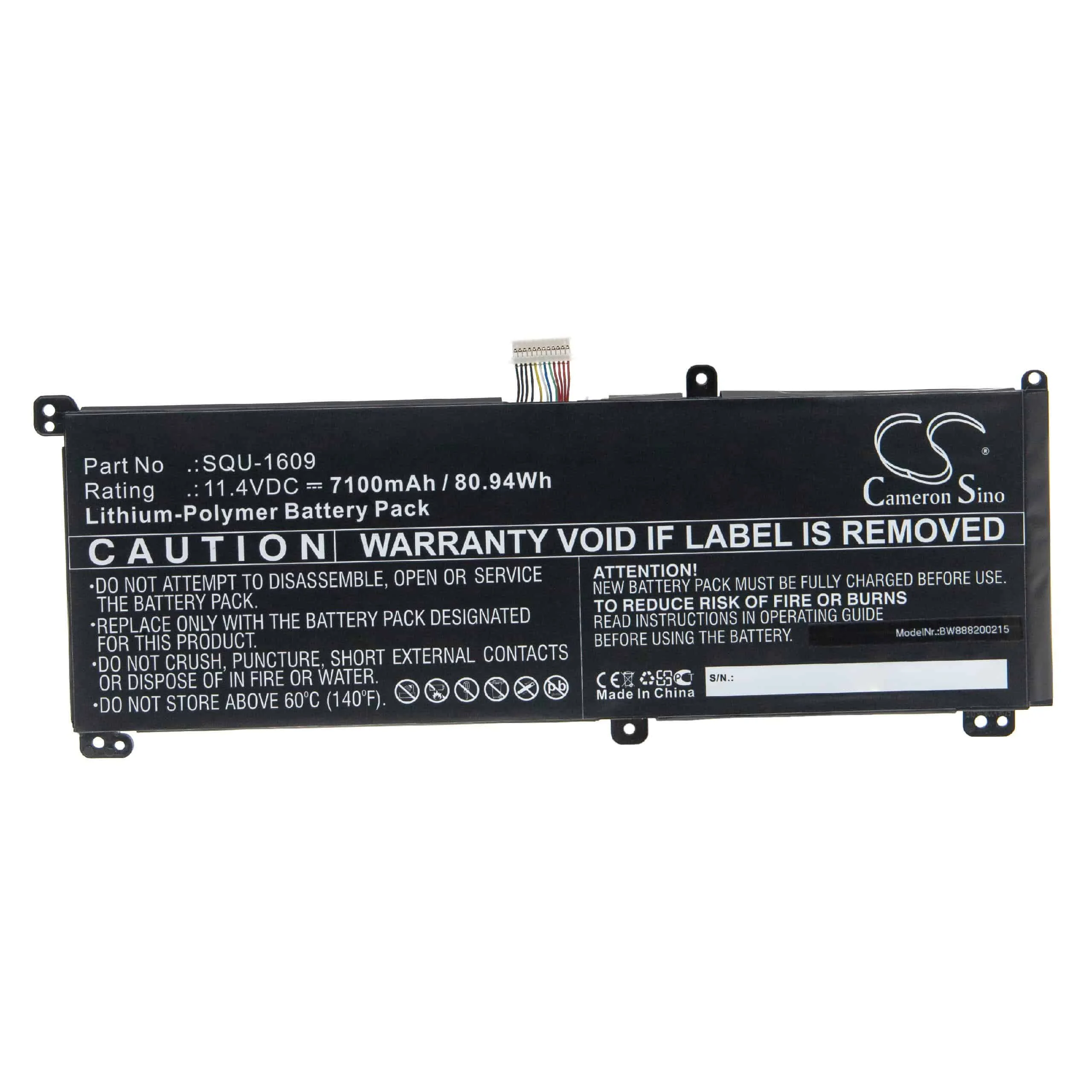 Batterie remplace Schenker / Thunderobot SQU-1609 ordinateur portable - 7100mAh 11,4V Li-polymère