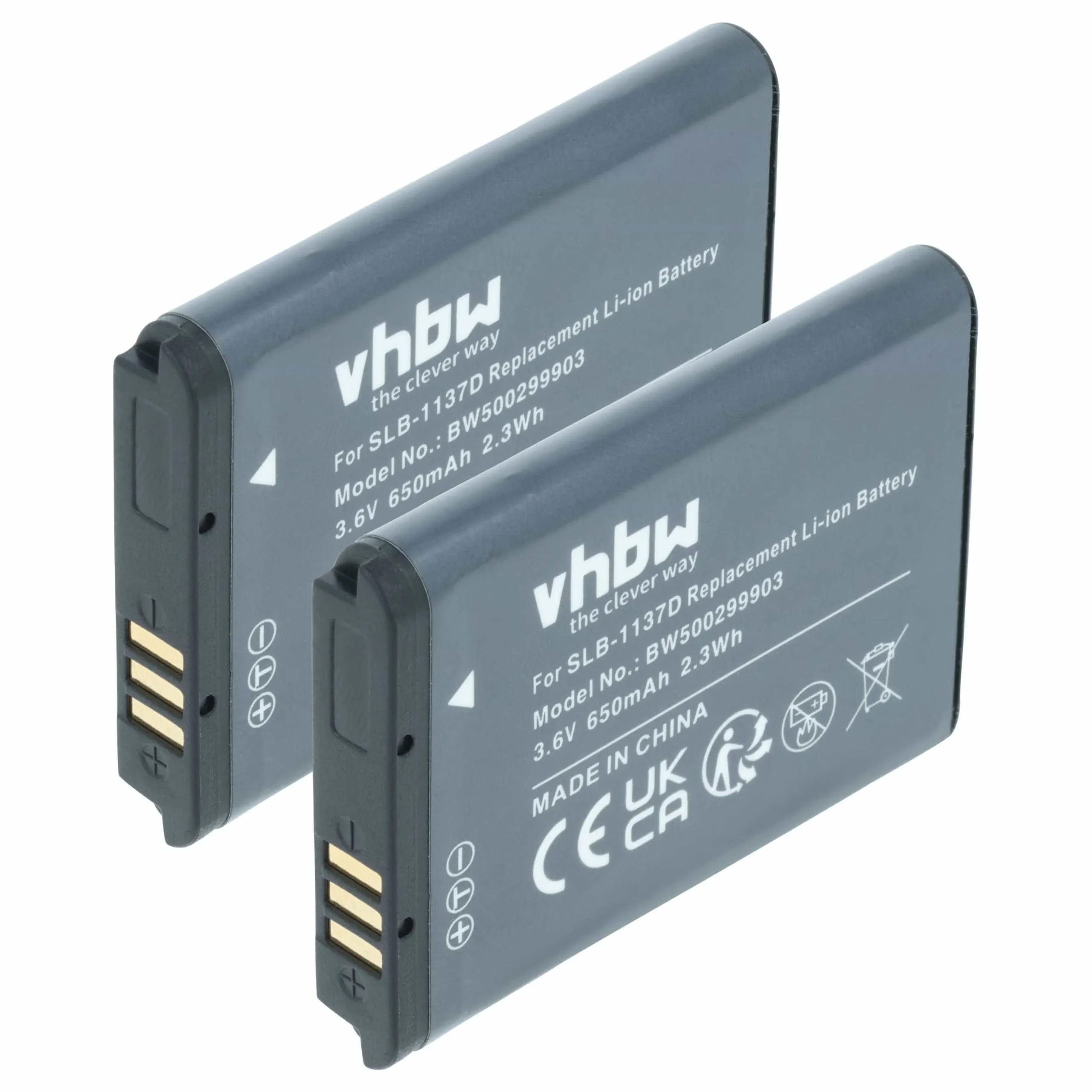 2x Batteries remplace Samsung SLB-1137d pour appareil photo Samsung- 750mAh 3,6V Li-ion