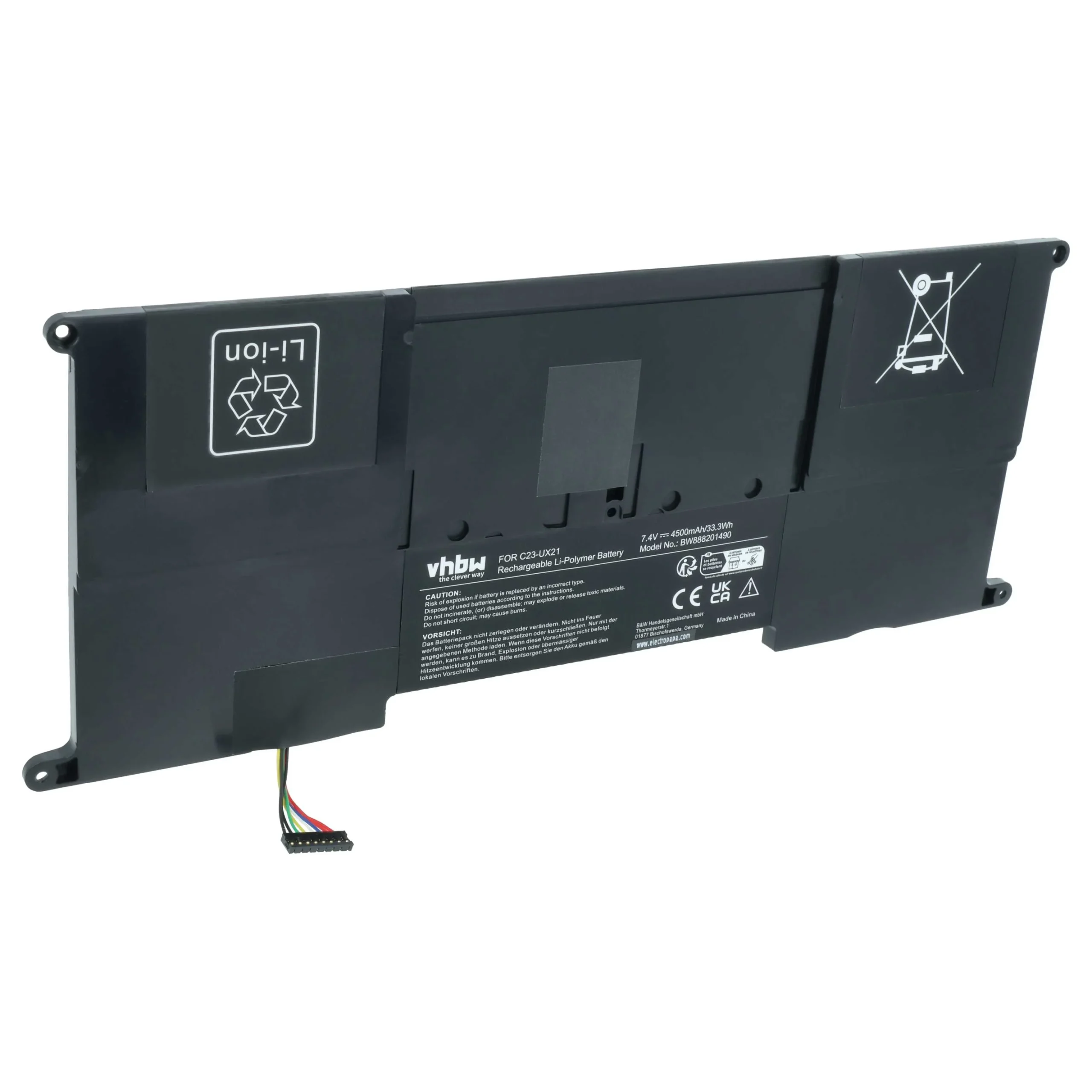 Batterie remplace Asus C23-UX21 pour ordinateur portable Asus- 4500mAh 7,4V Li-polymère