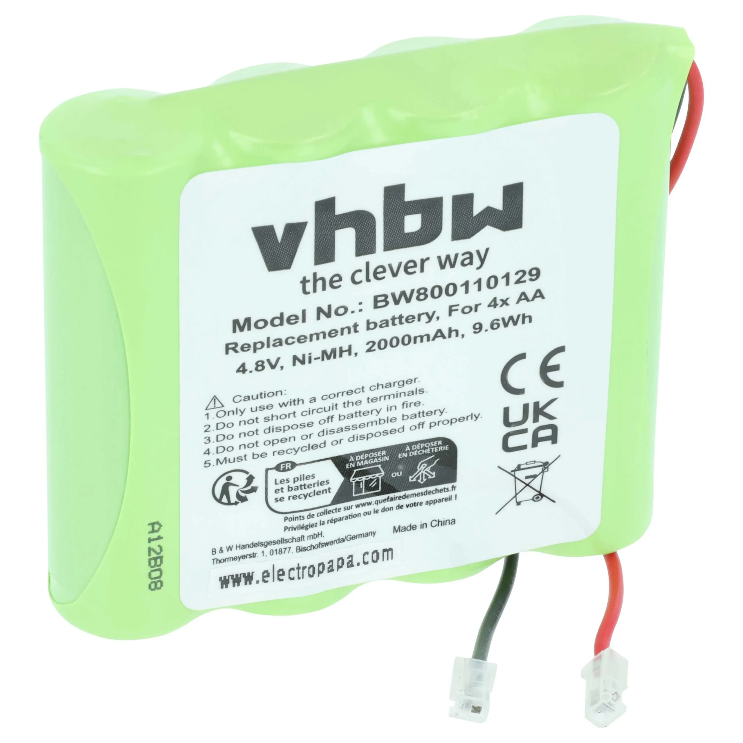 Batterie divers appareils - 2000mAh 4,8V NiMH remplacement pour 4x AA Mignon