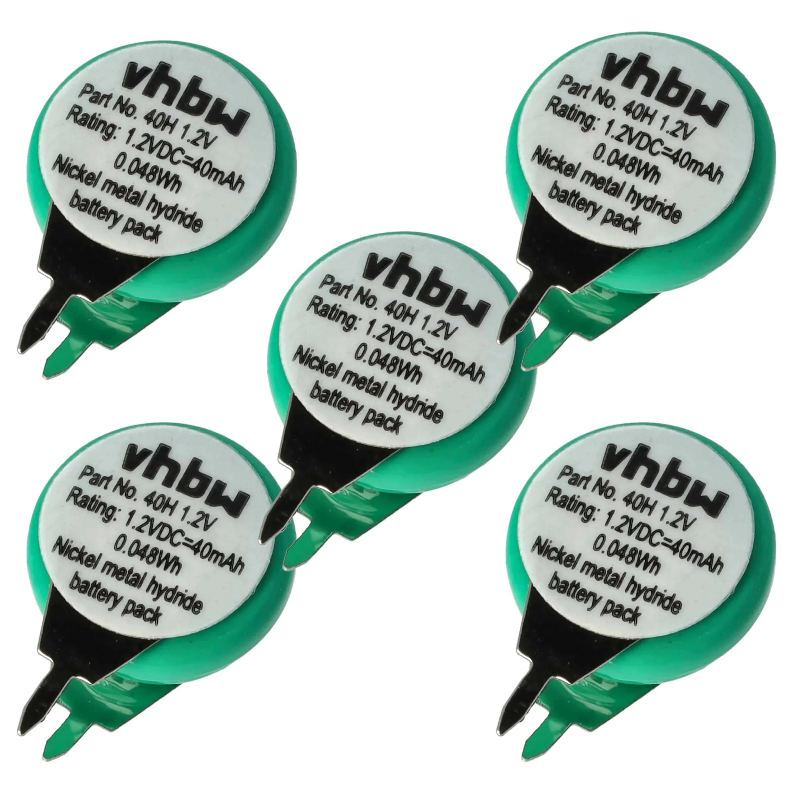 5x Piles bouton de type 1/V40H pour le modélisme et autres - 40mAh 1,2V NiMH
