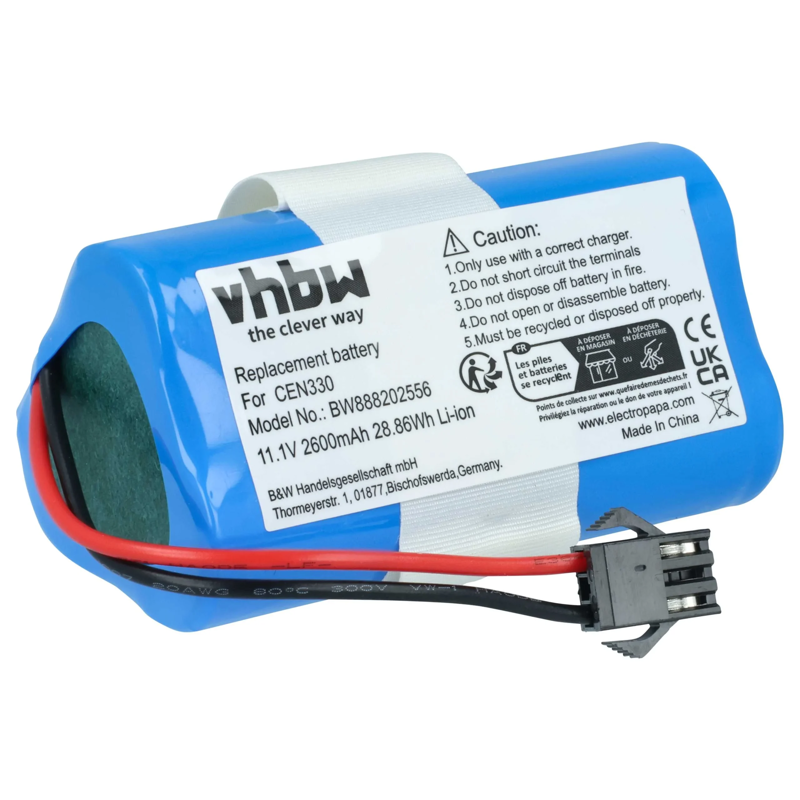 Batterie remplace Cecotec CONG0001 pour robot aspirateur Cecotec - 2600mAh 10,8V Li-ion