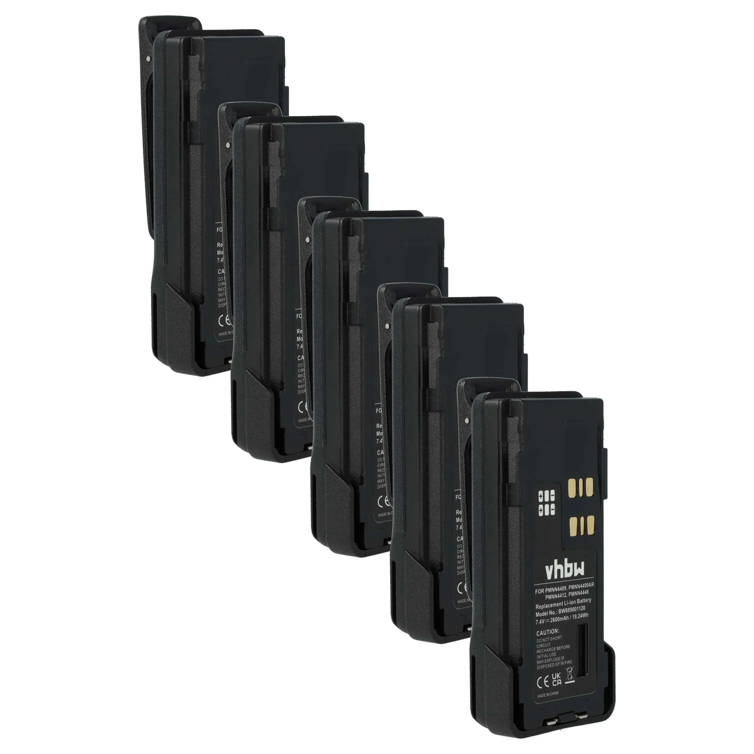 5x Batteries remplace Motorola PMNN4406, PMNN4406BR pour radio talkie-walkie Motorola- 2600mAh 7,4V Li-ion