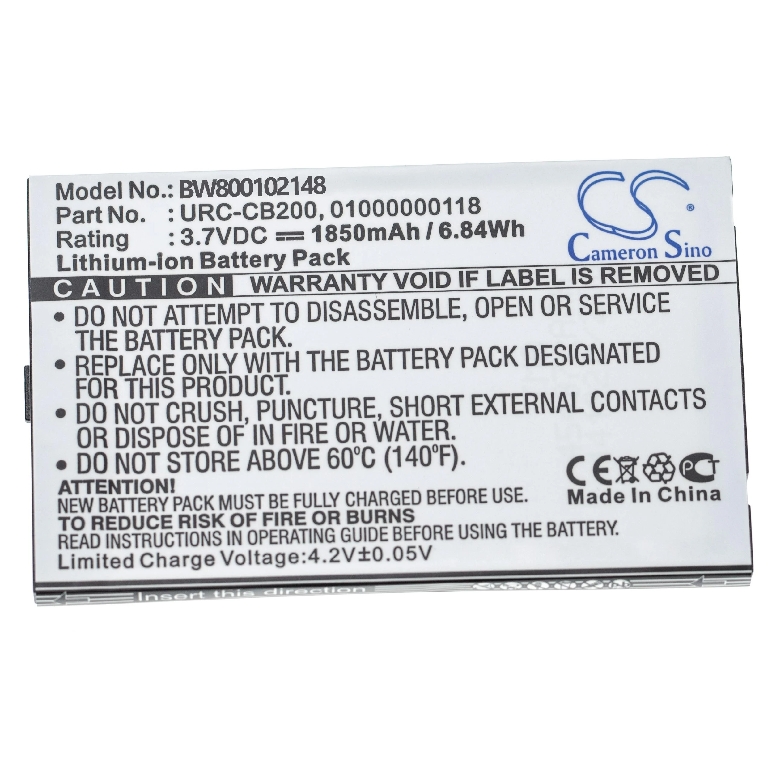 Batterie remplace Sonos 01000000118, URC-CB200 pour télécommande Sonos- 2000mAh 3,7V Li-ion