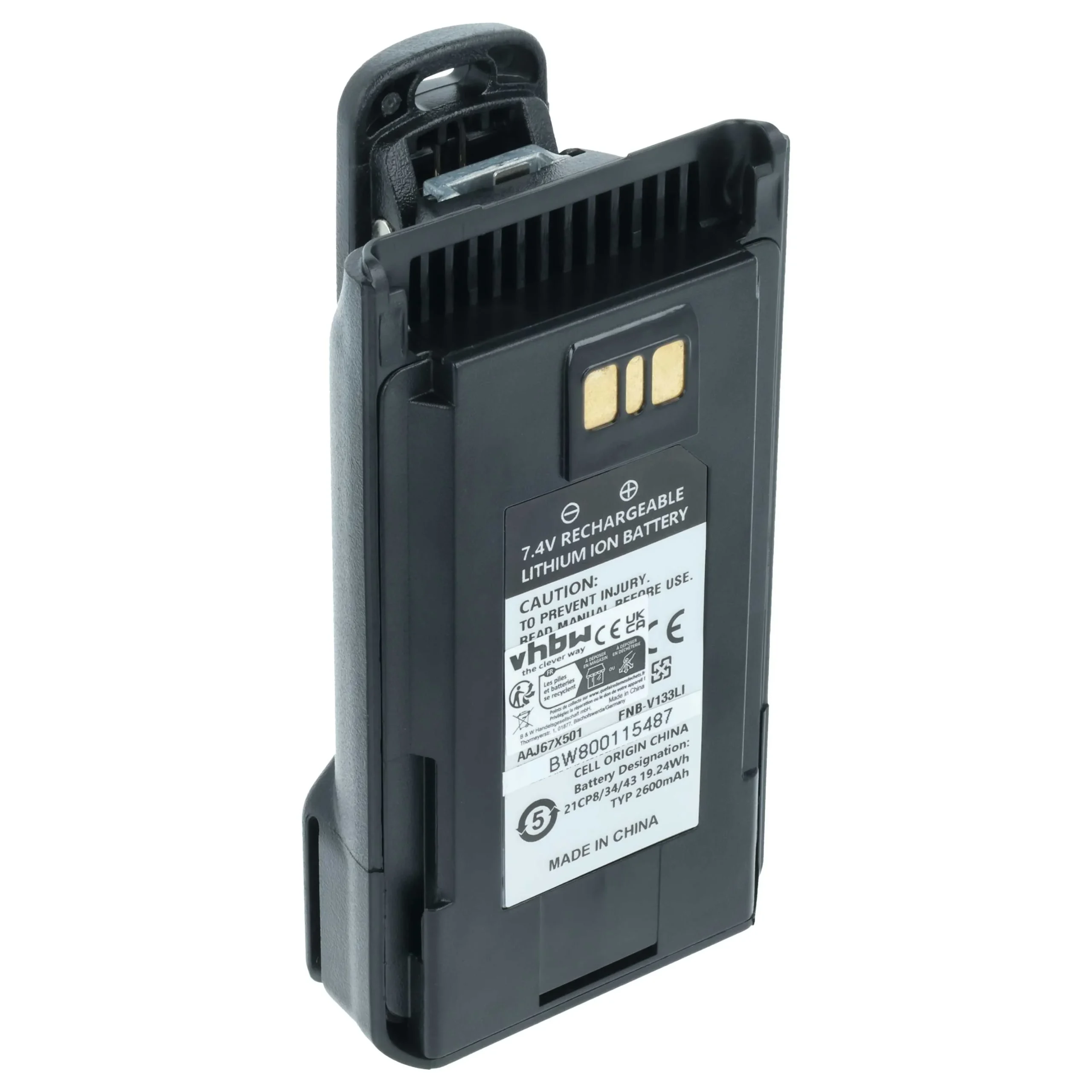 Batterie remplace Motorola AAJ67X001 pour radio talkie-walkie Yaesu Vertex- 2600mAh 7,4V Li-ion