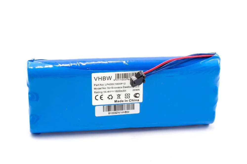 Batterie remplace Ecovacs LP43SC1800P12 pour robot aspirateur Ecovacs - 1800mAh 14,4V NiMH