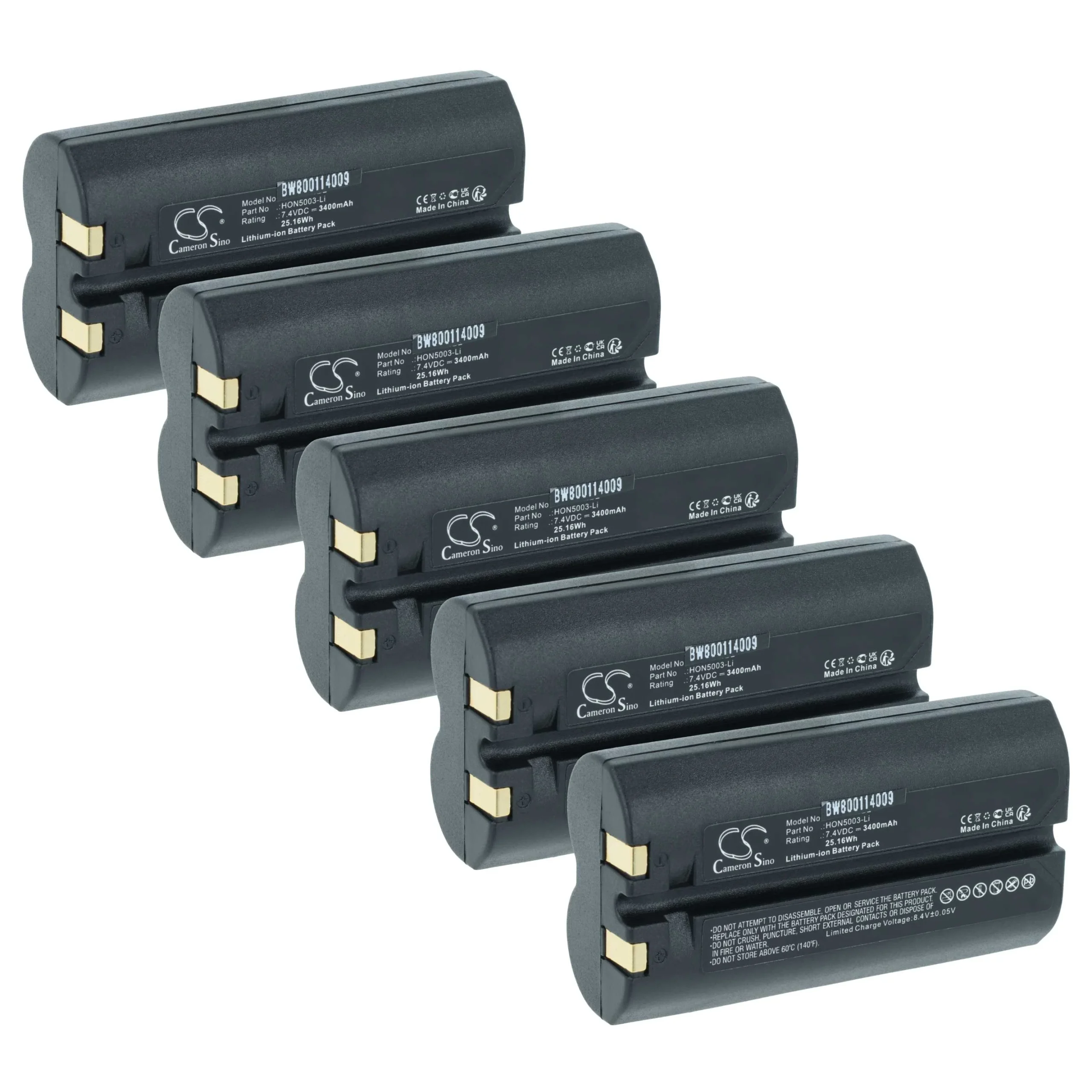 5x Batteries remplace Honeywell HON5003-Li pour scanner de code-barre Mannesmann / D2 - 3400mAh 7,4V