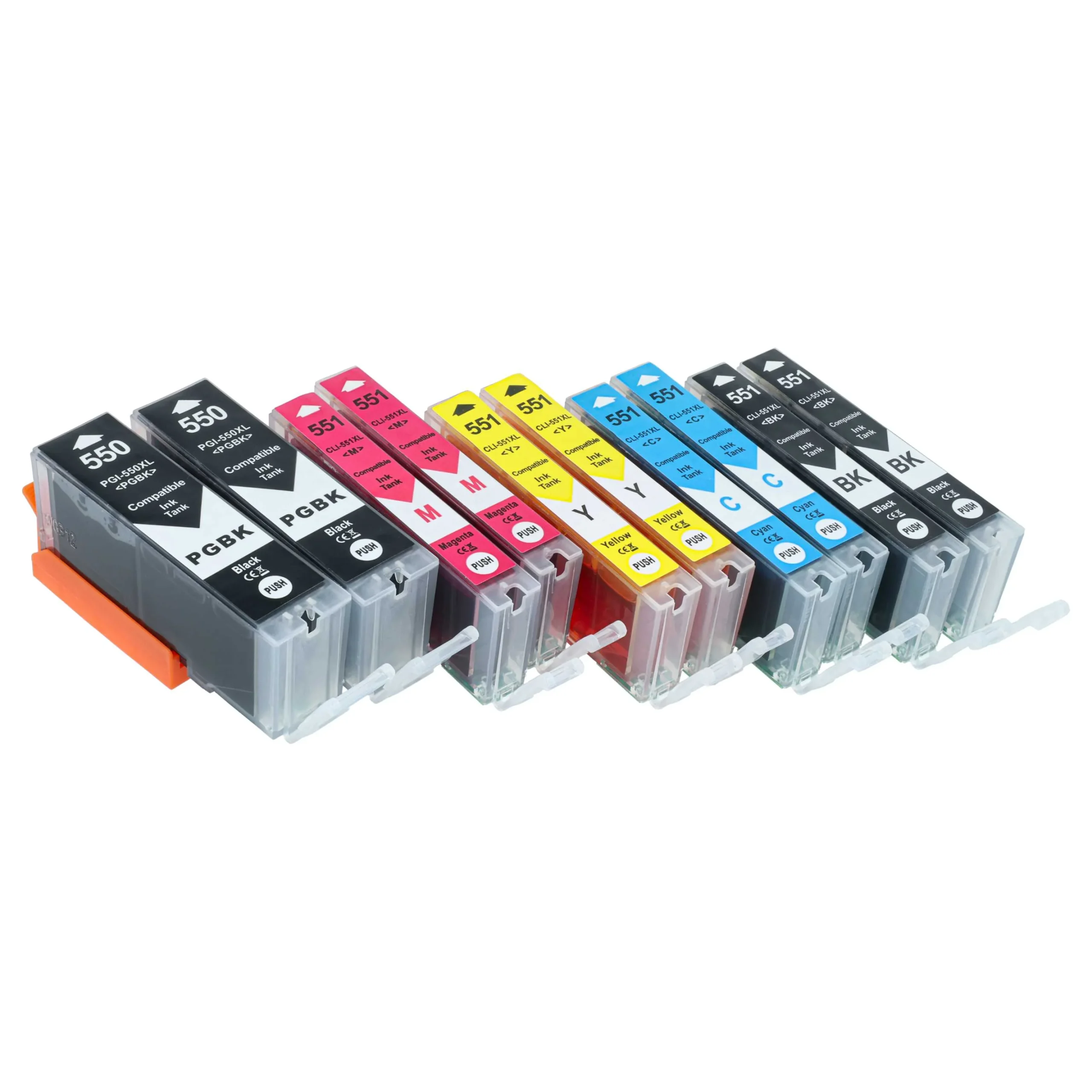 10x Cartouches remplace Canon CLI-551Y, CLI-551M, CLI-551C, CLI-551BK pour imprimante - multicouleurs