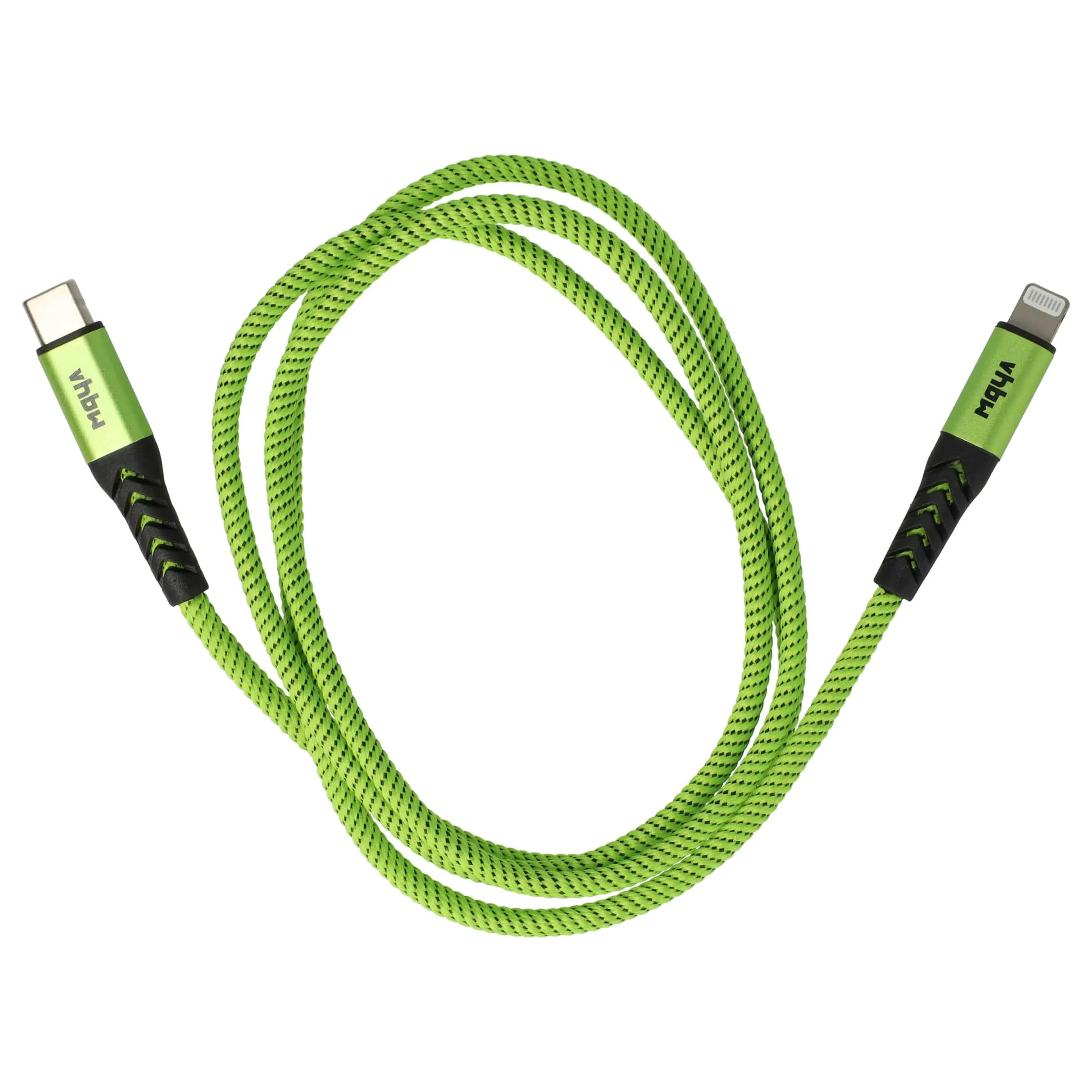 Câble Lightning vers USB C, Thunderbolt 3 pour iOS Apple MacBook - noir / vert, 100cm