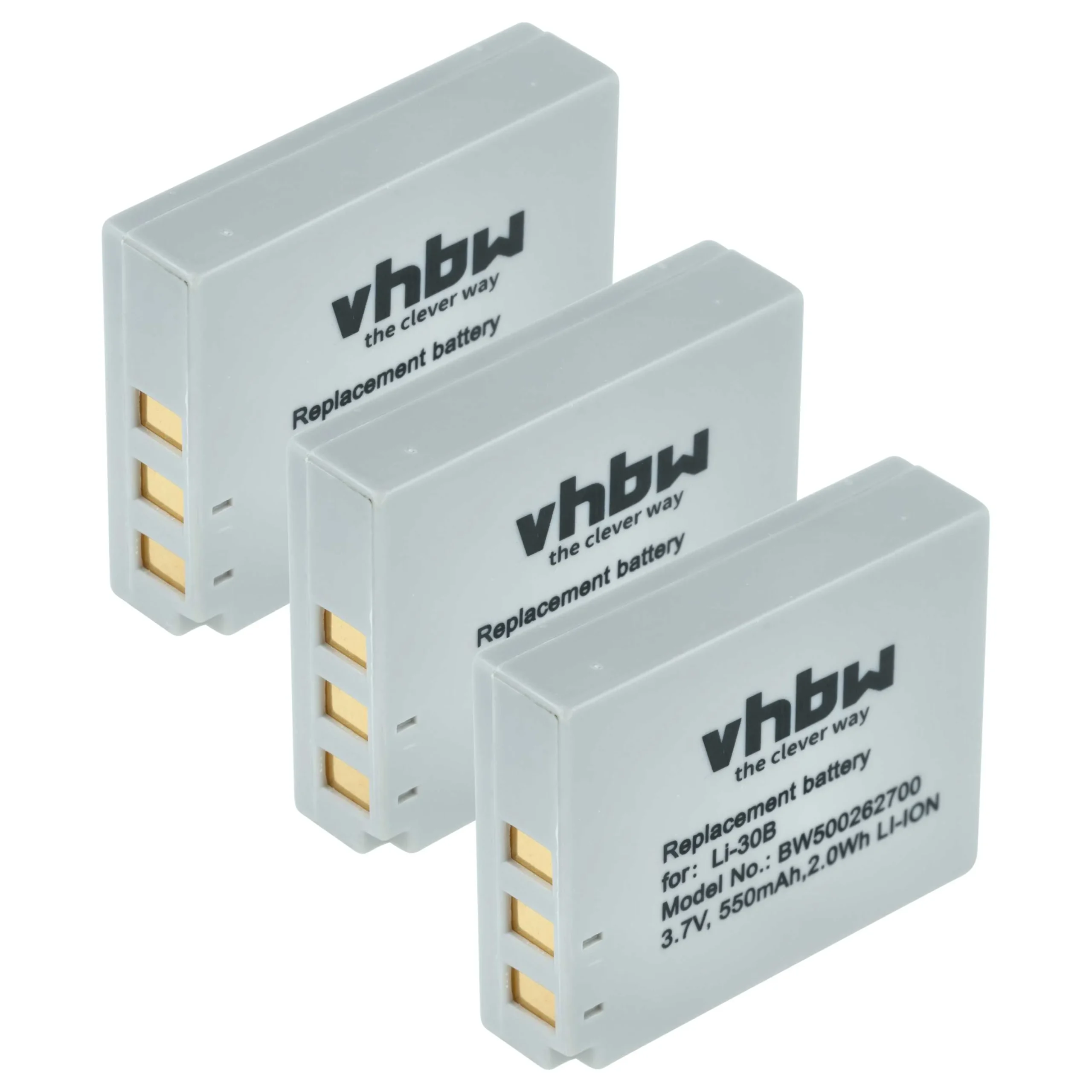 3x Batteries remplace Olympus Li-30B pour appareil photo Olympus- 550mAh 3,7V Li-ion
