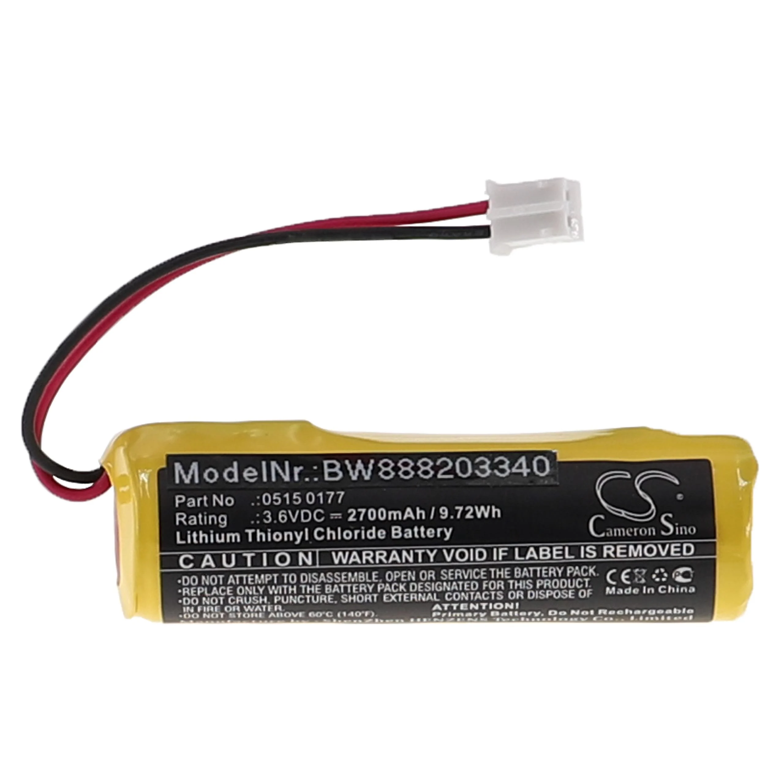 Pile remplace Testo 0515 0177 enregistreur de température - 2700mAh 3,6V Li-SOCl2