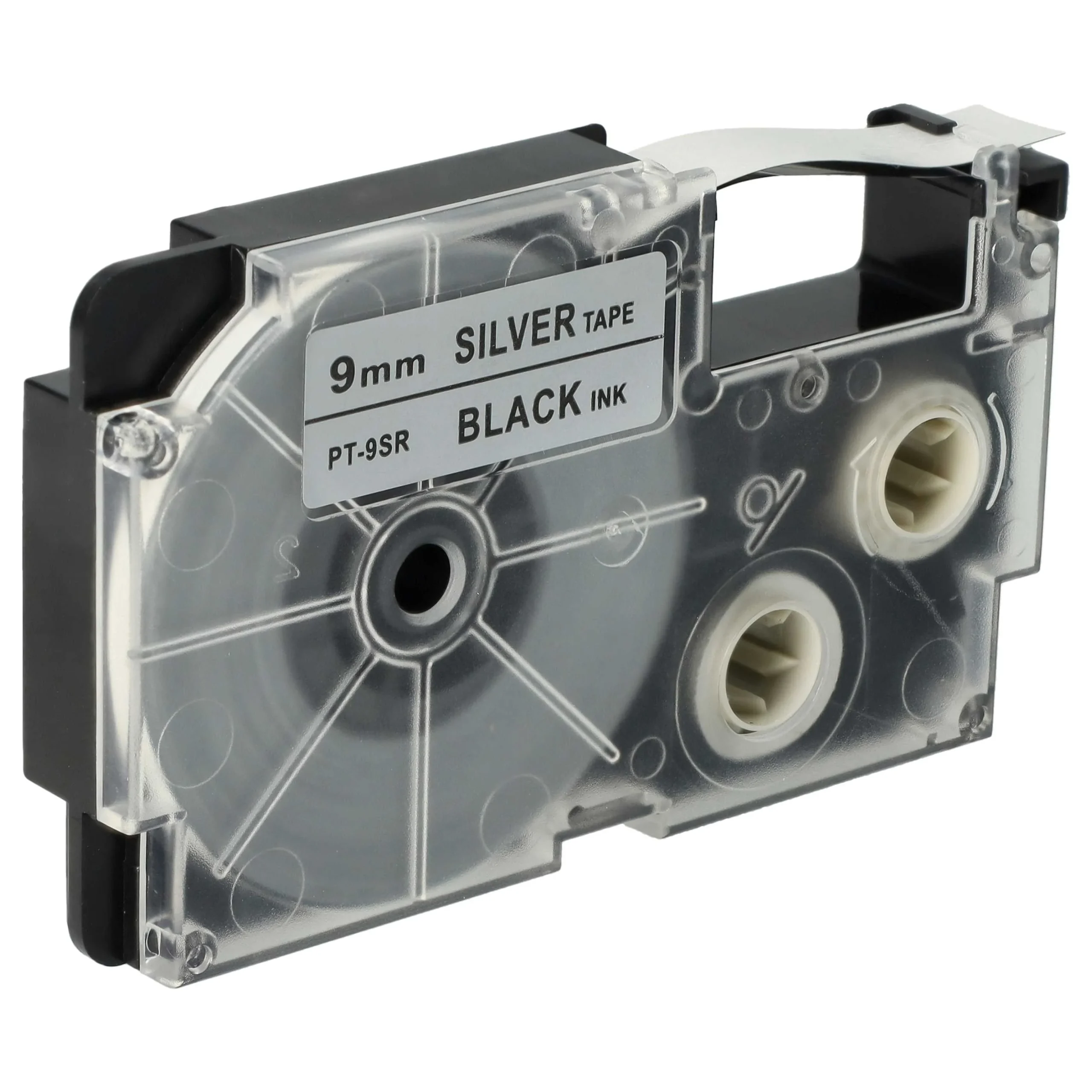 Cassette à ruban remplace Casio XR-9SR1, XR-9SR - 9mm lettrage Noir ruban Argent, plastique