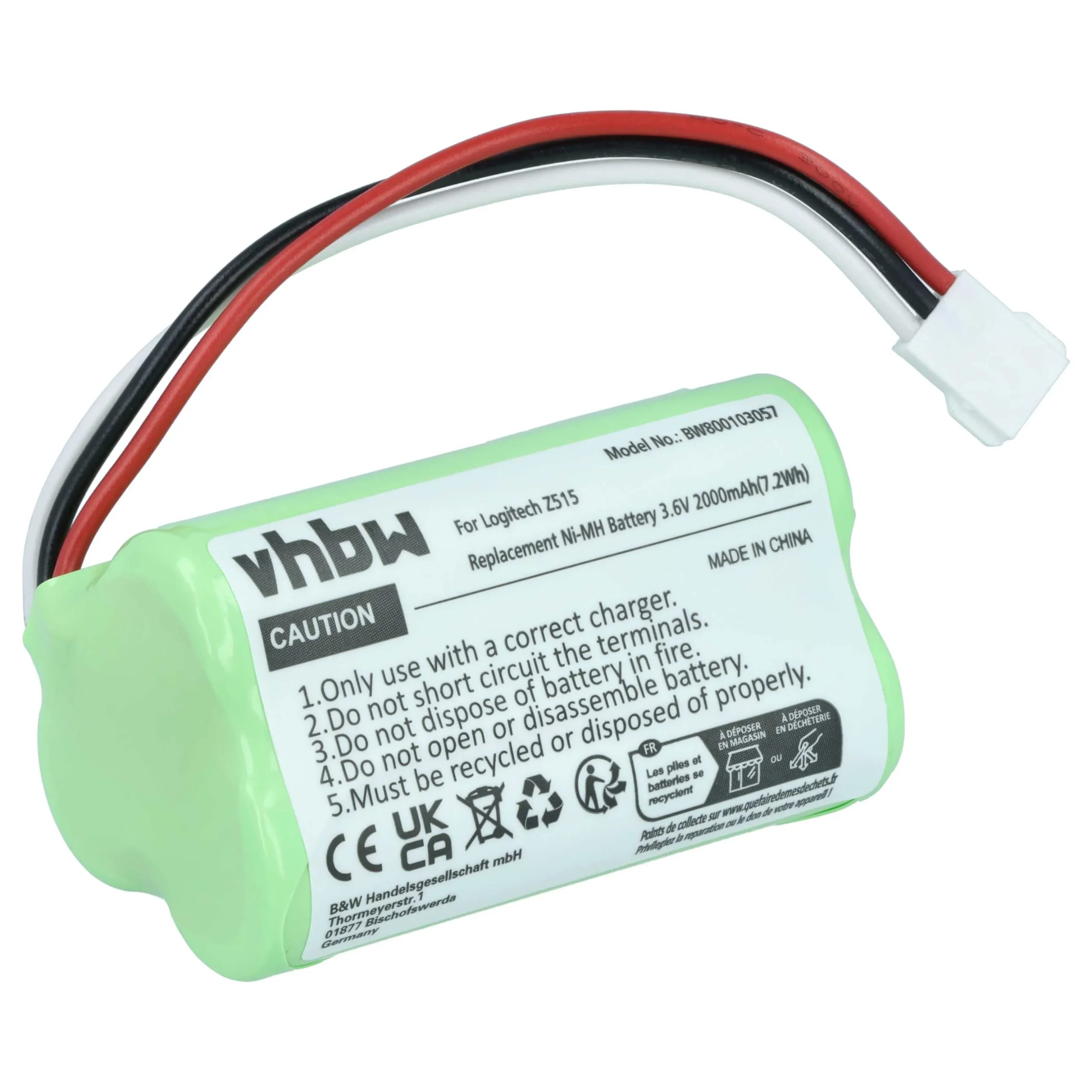 Batterie remplace Logitech 180AAHC3TMX, 993-000459 enceinte Logitech - 2000mAh 3,6V NiMH