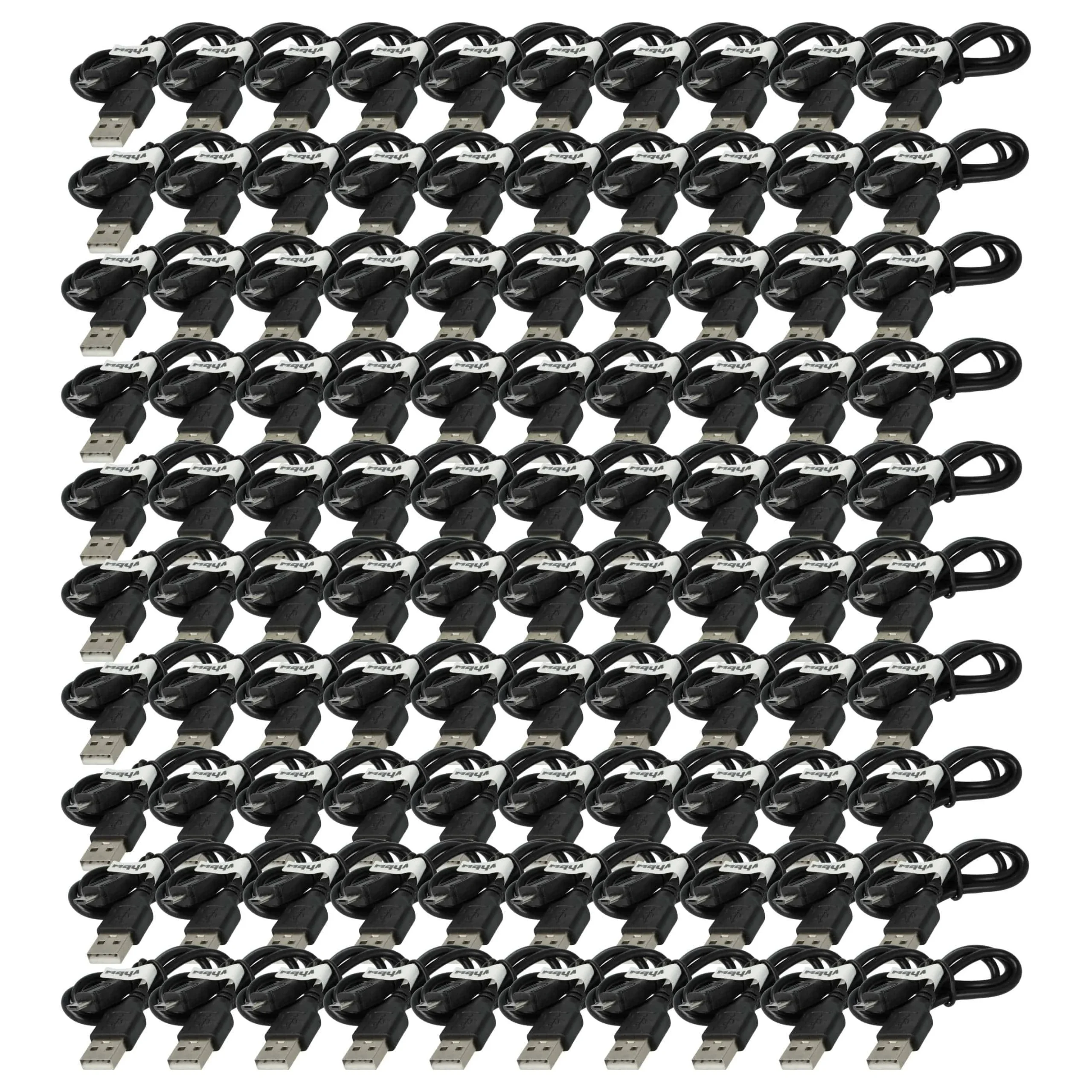 100x Câble micro-USB USB type A sur micro-USB pour différents appareils - 0,3m, noir