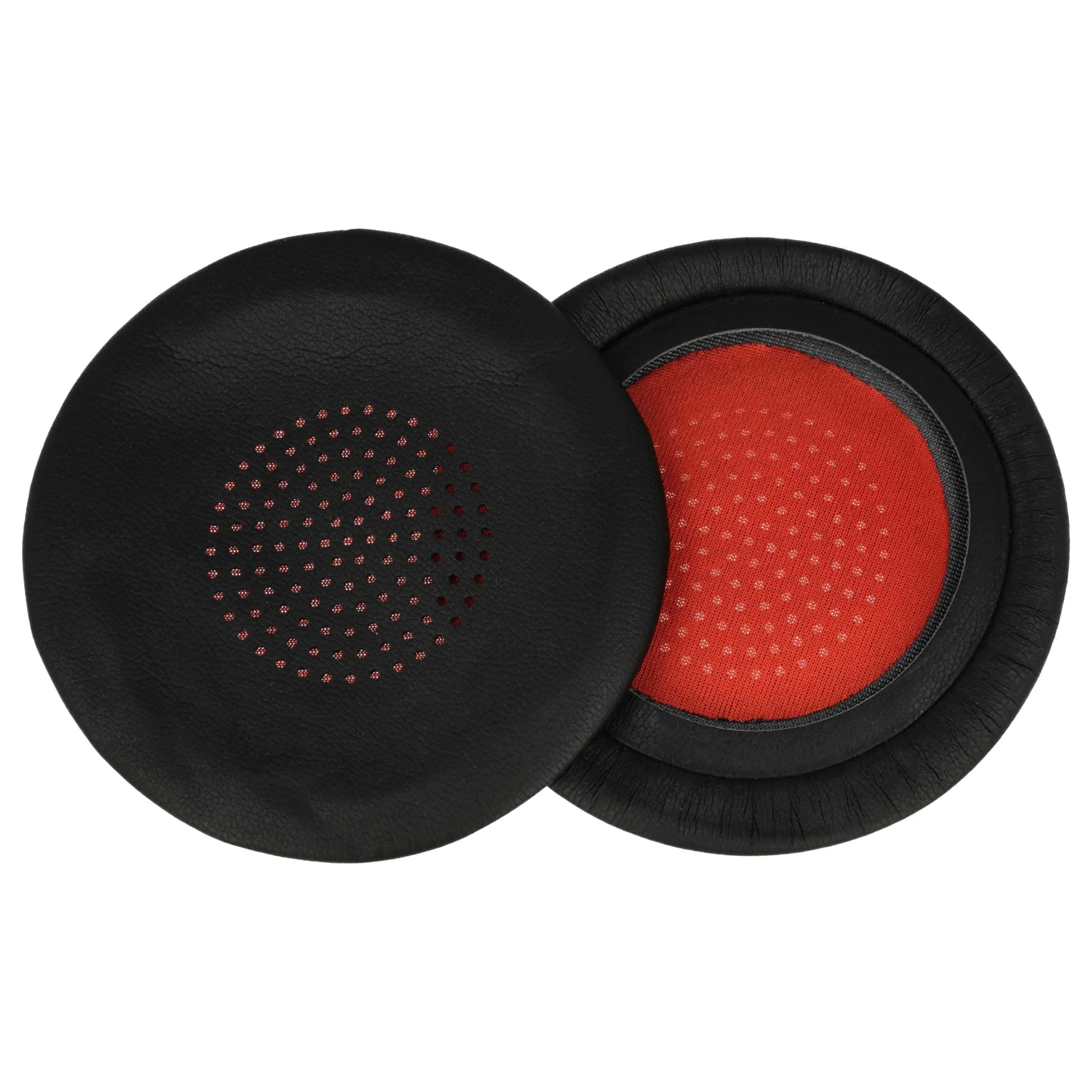 2x Coussinets d'oreille remplace Plantronics 0017229150553 pour casques écouteurs Poly - noir / rouge