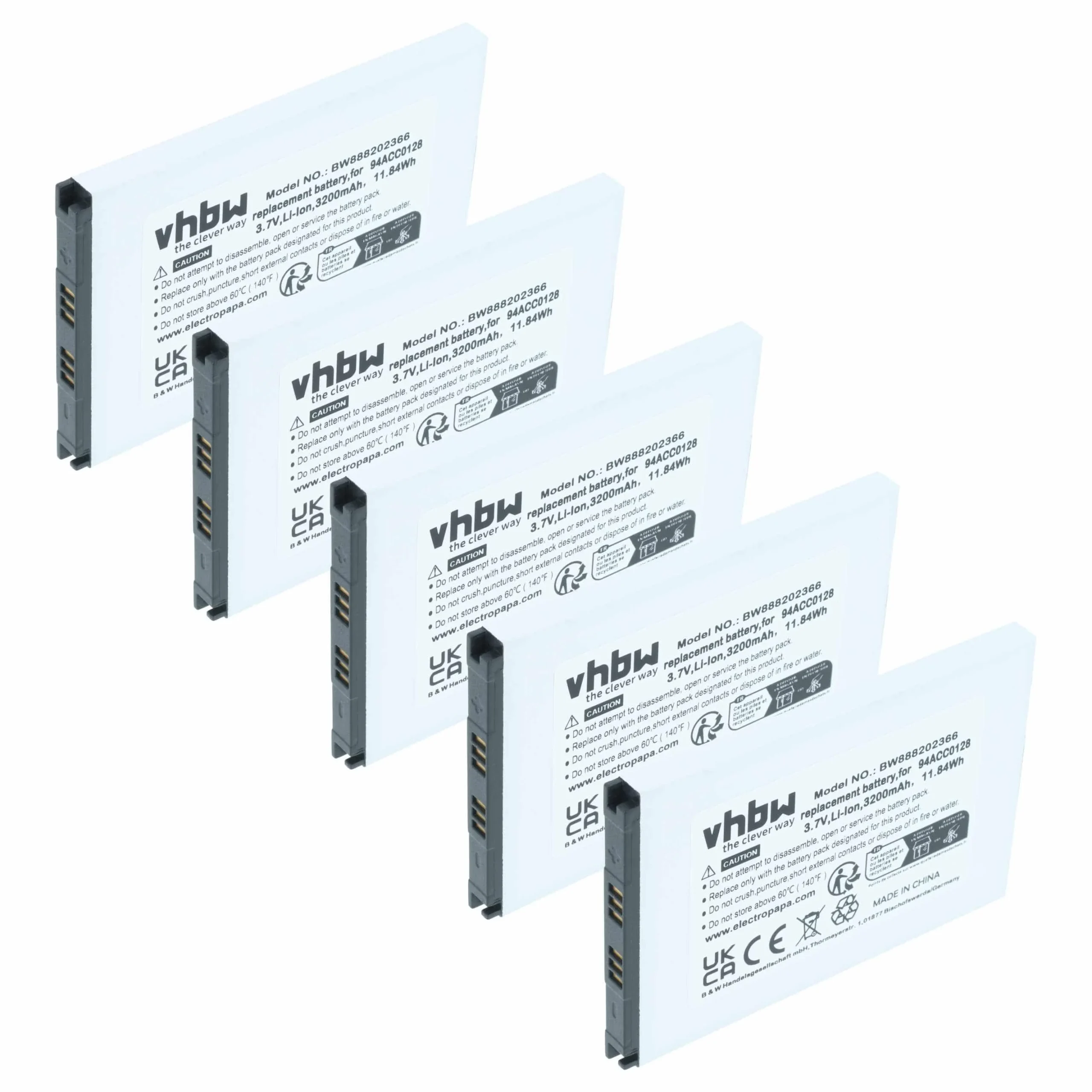 5x Batteries remplace Datalogic 3H21-00000491 pour ordinateur de poche Datalogic - 3200mAh 3,8V Li-ion