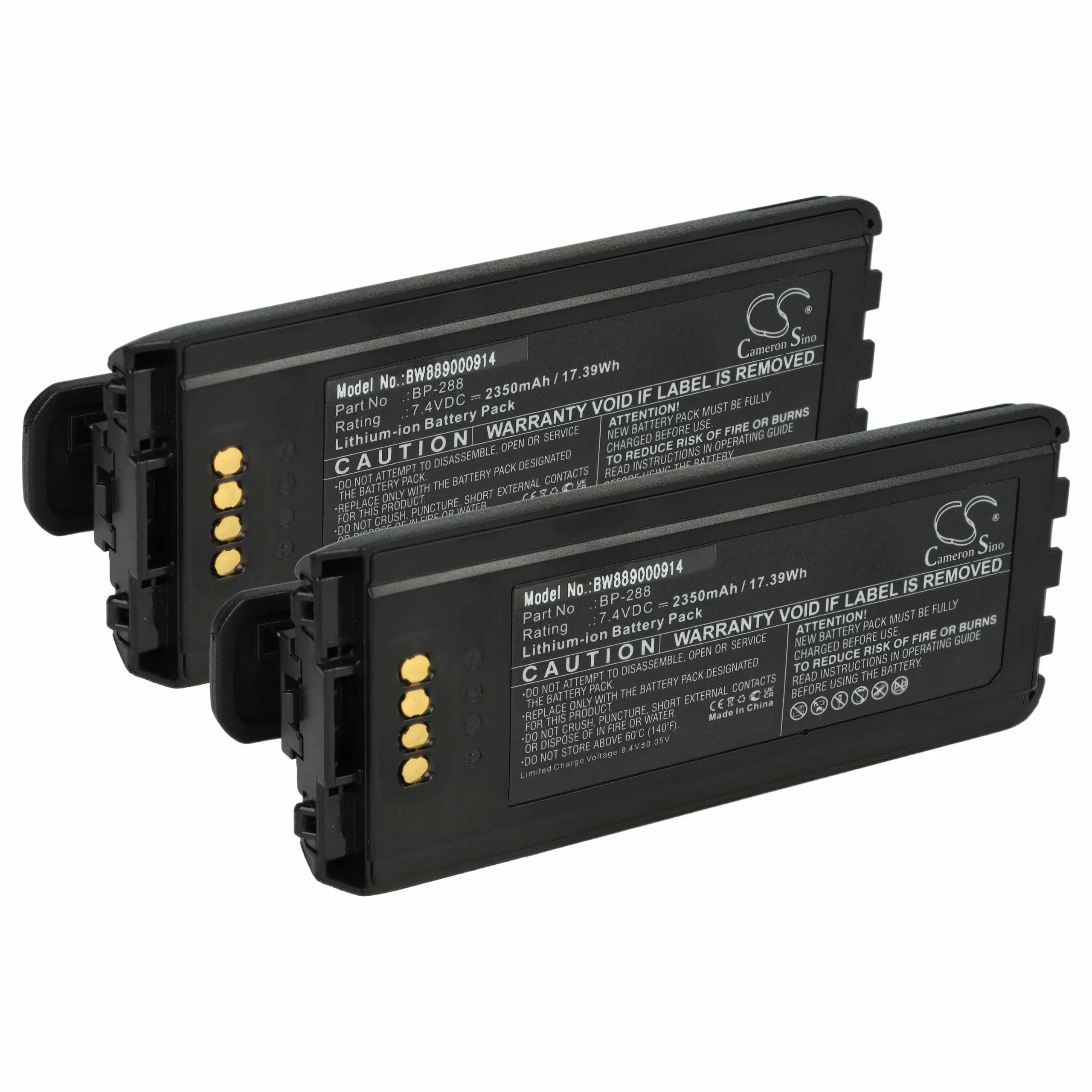 2x Batteries remplace Icom BP-288 pour radio talkie-walkie Icom- 2350mAh 7,4V Li-ion