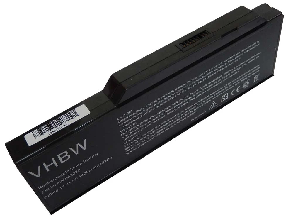 Batterie remplace 40019327, 40020374, 441807800002 pour ordinateur portable Mitac- 4400mAh 11,1V Li-ion, noir
