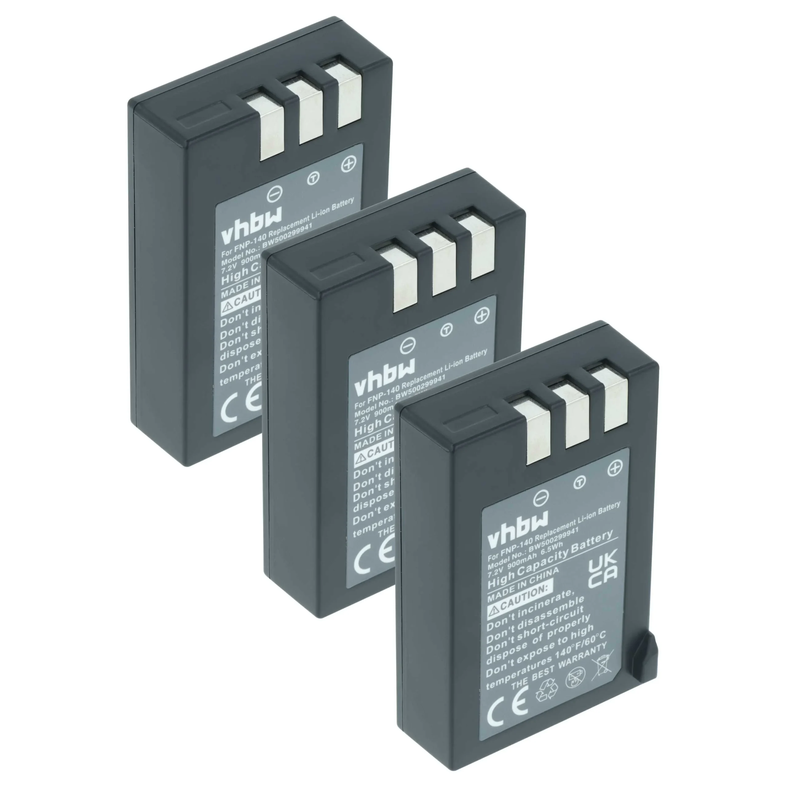 3x Batteries remplace Fujifilm NP-140 pour appareil photo Fujifilm- 900mAh 7,2V Li-ion