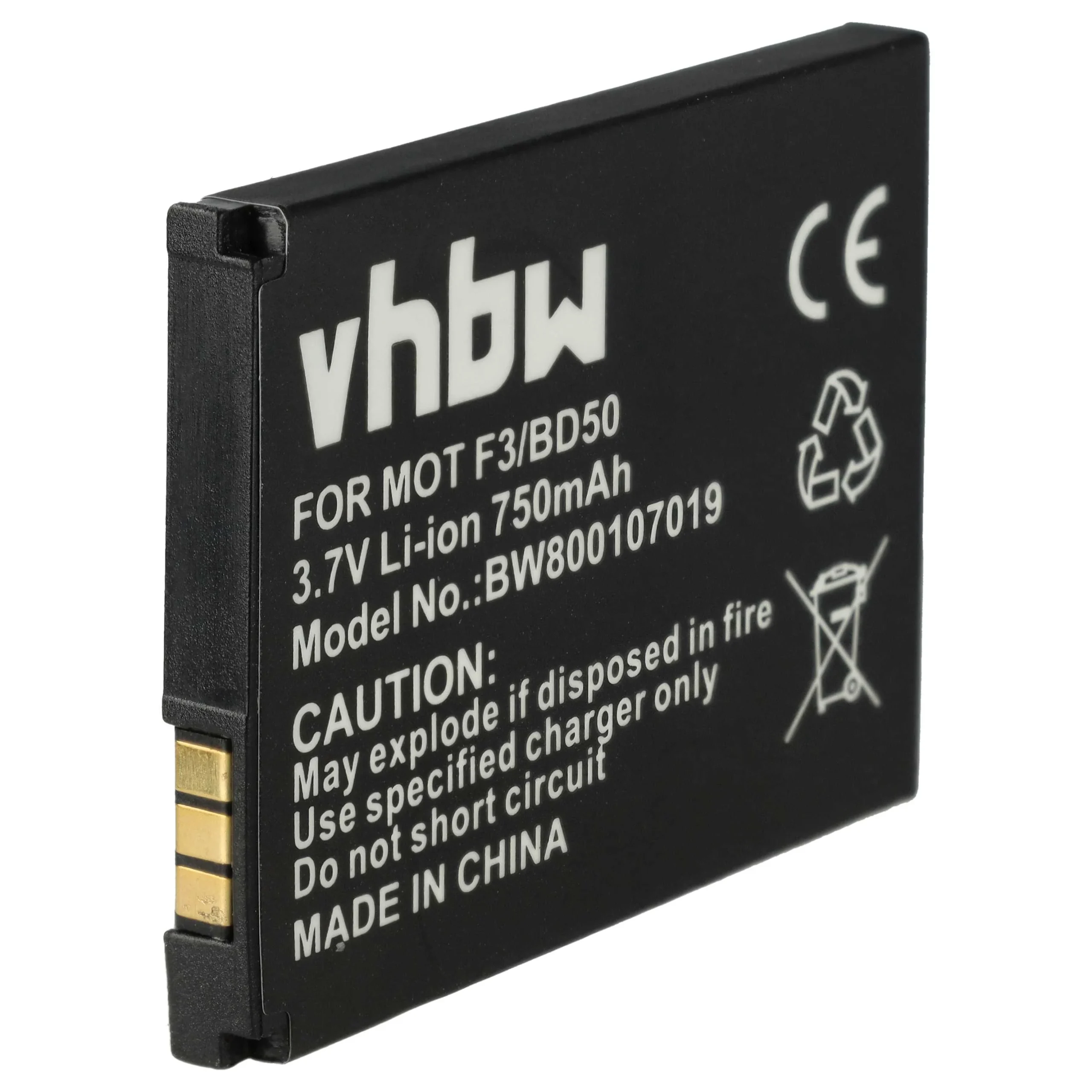Batterie remplace AVM BAK130506, 312BAT006, 100402, 312BAT016 pour téléphone Motorola - 750mAh 3,7V Li-ion