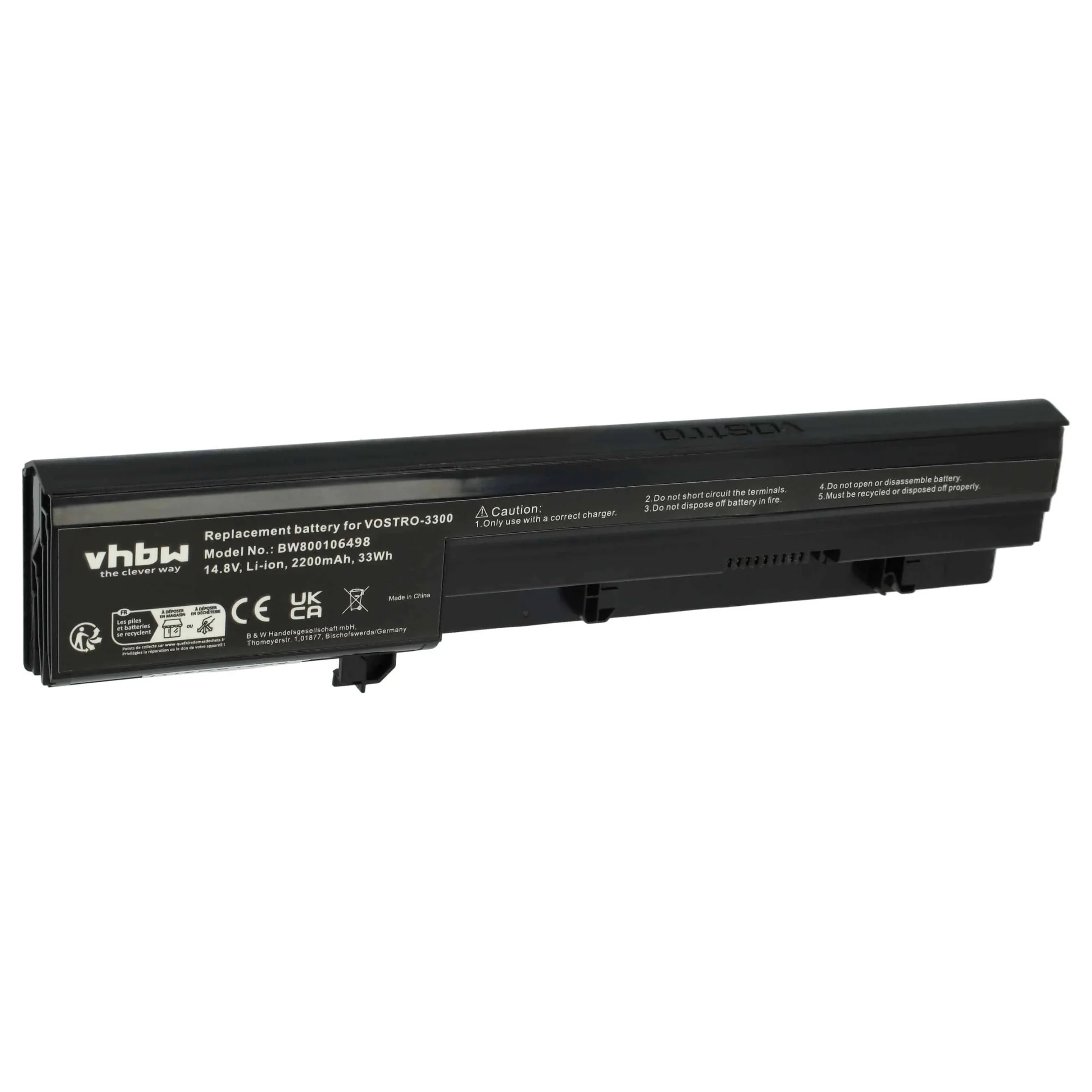 Batterie remplace Dell 07W5X0, 07W5X09C, 093G7X pour ordinateur portable Dell- 2200mAh 14,8V Li-ion, noir