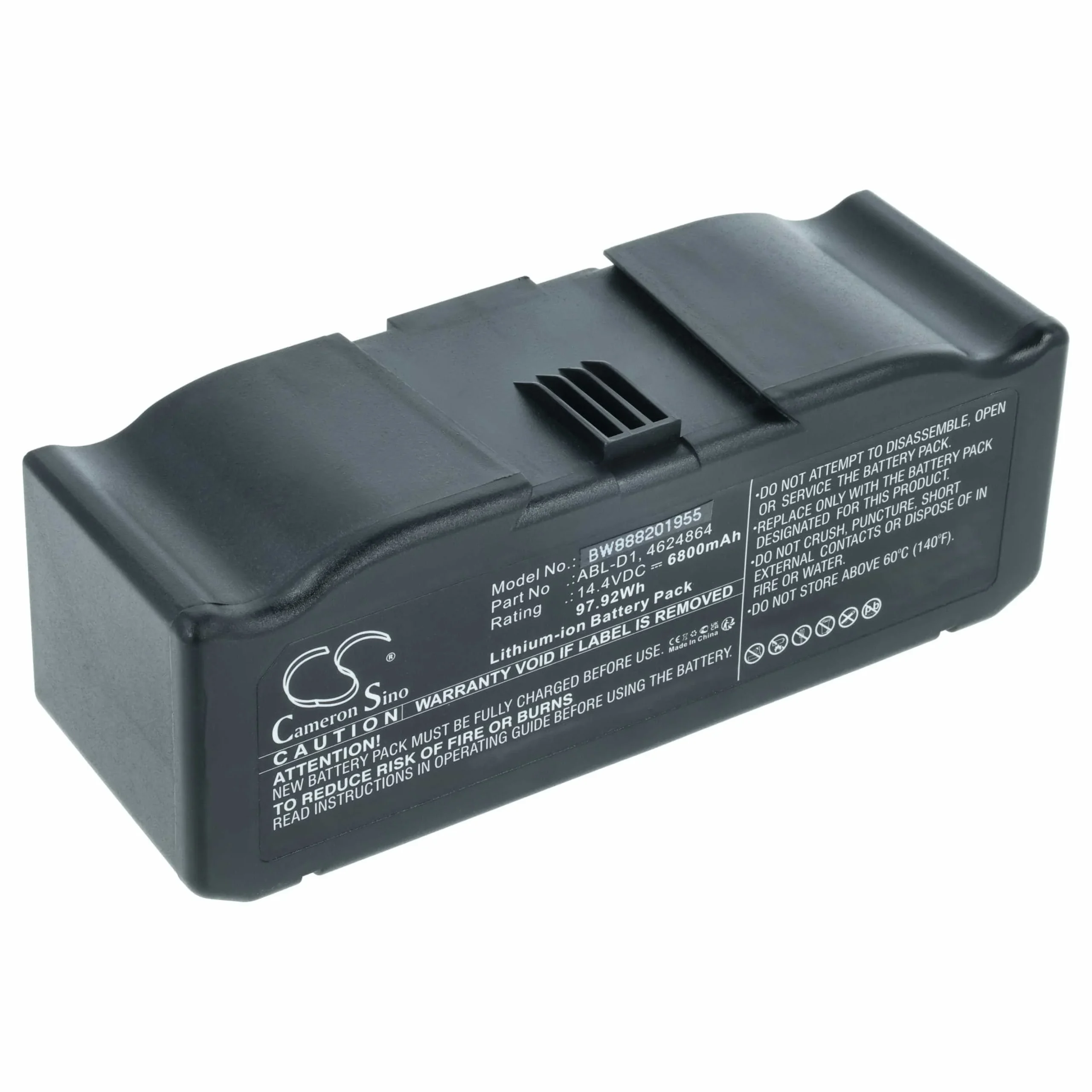 Batterie remplace iRobot ABL-D1, 4624864, ABL-D2 pour robot aspirateur iRobot - 6800mAh 14,4V Li-ion