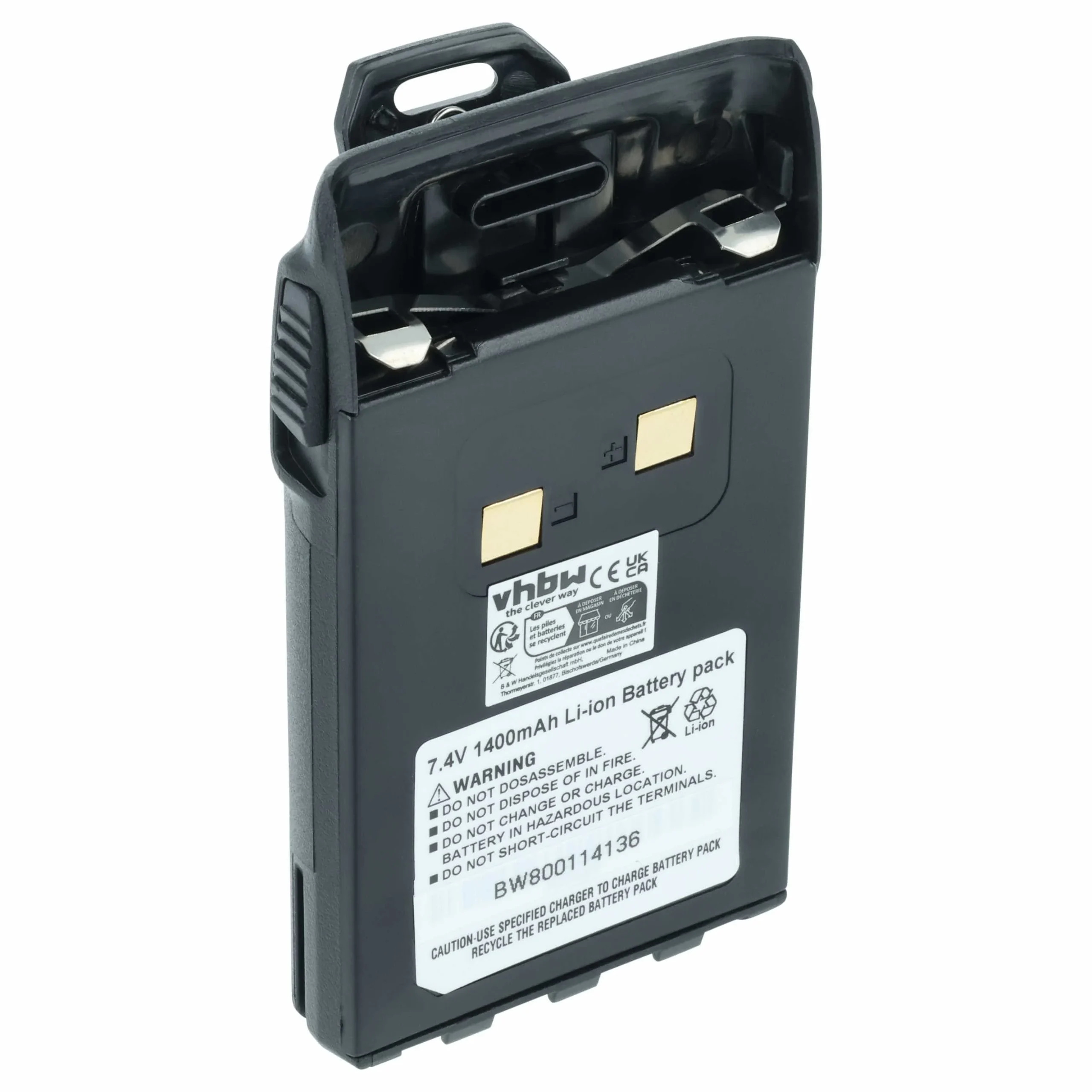 Batterie remplace BLO-004, BLO-007, BLO-001 pour radio talkie-walkie Maas- 1400mAh 7,4V Li-ion
