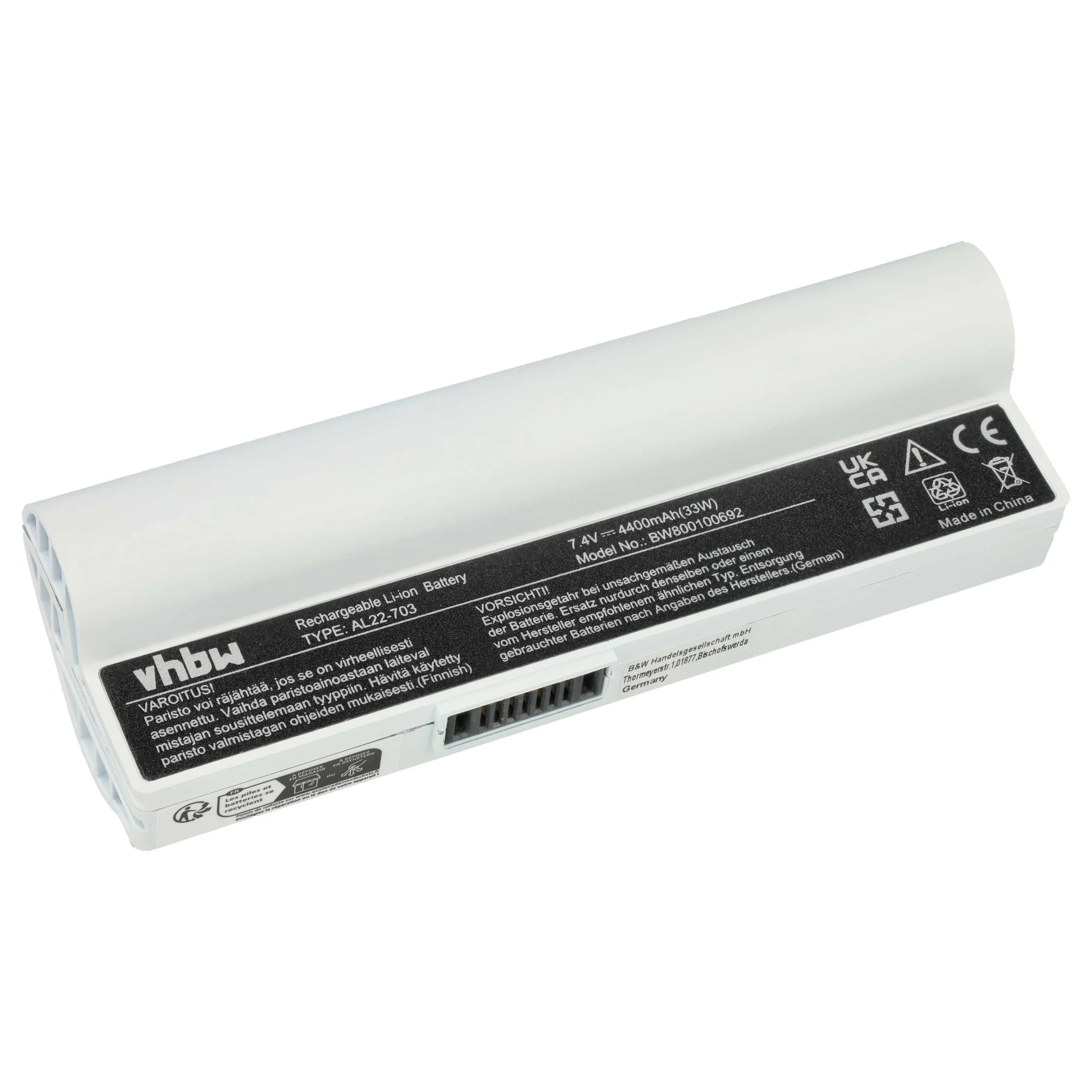 Batterie remplace Asus AL22-703 pour ordinateur portable Asus- 4400mAh 7,4V Li-ion, blanc