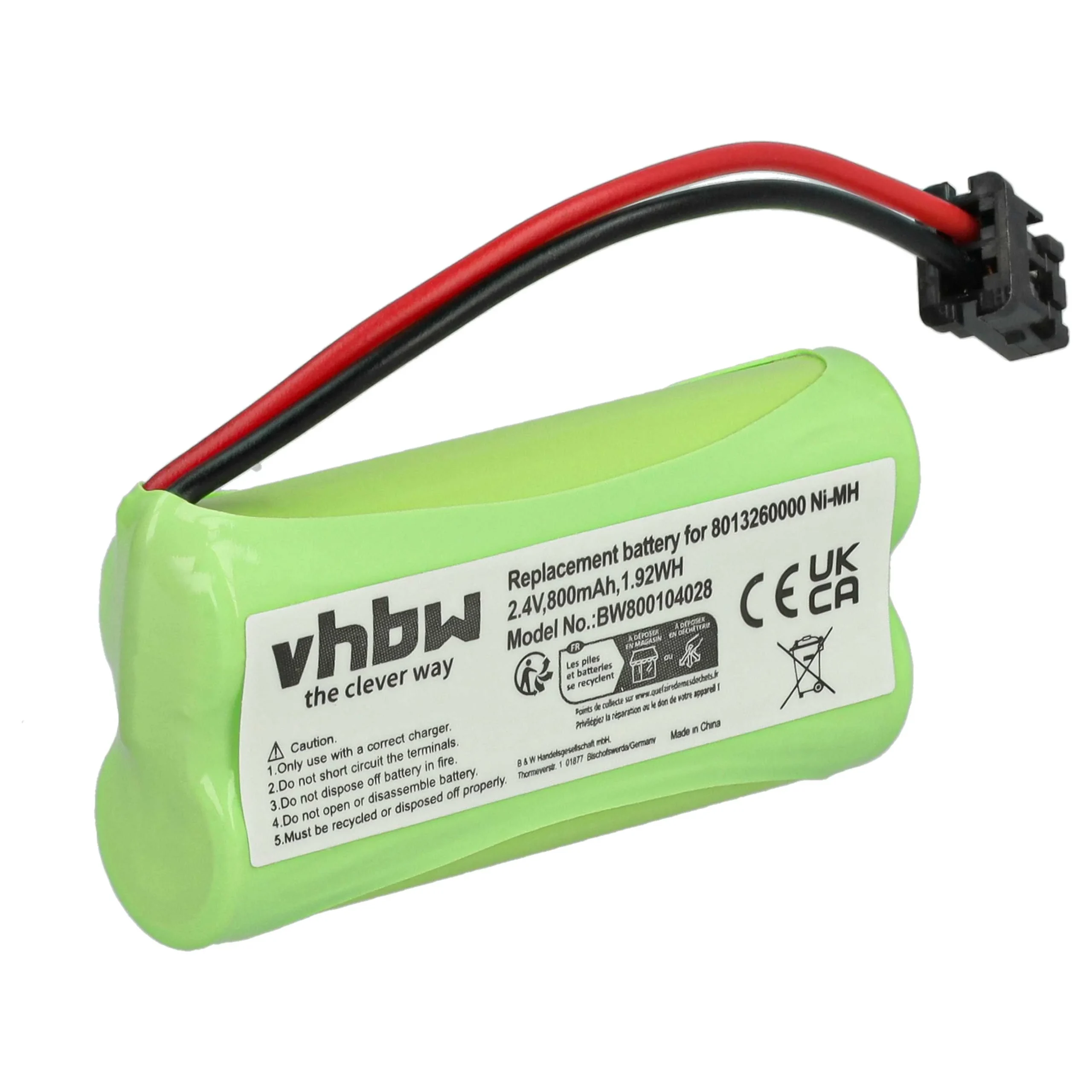 Batterie remplace 2SNAAA55HSJ1, 2SNAAA60HSJ1, 2SN-AAA55H-S-J1 pour téléphone Philips - 800mAh 2,4V NiMH