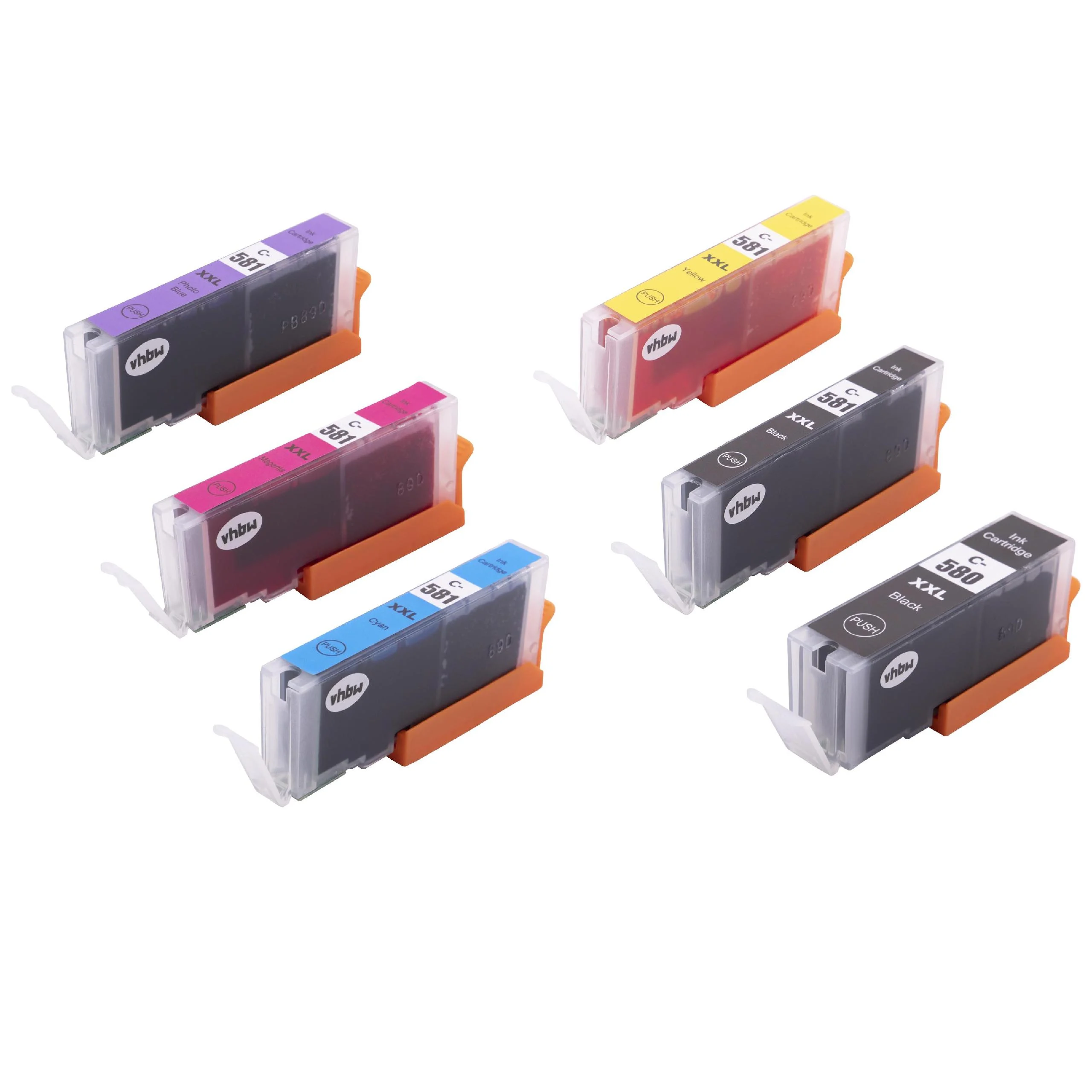 6x Cartouches remplace Canon CLI-581PGBK XXL, CLI-581PGC XXL, CLI-581PGM XXL pour imprimante -