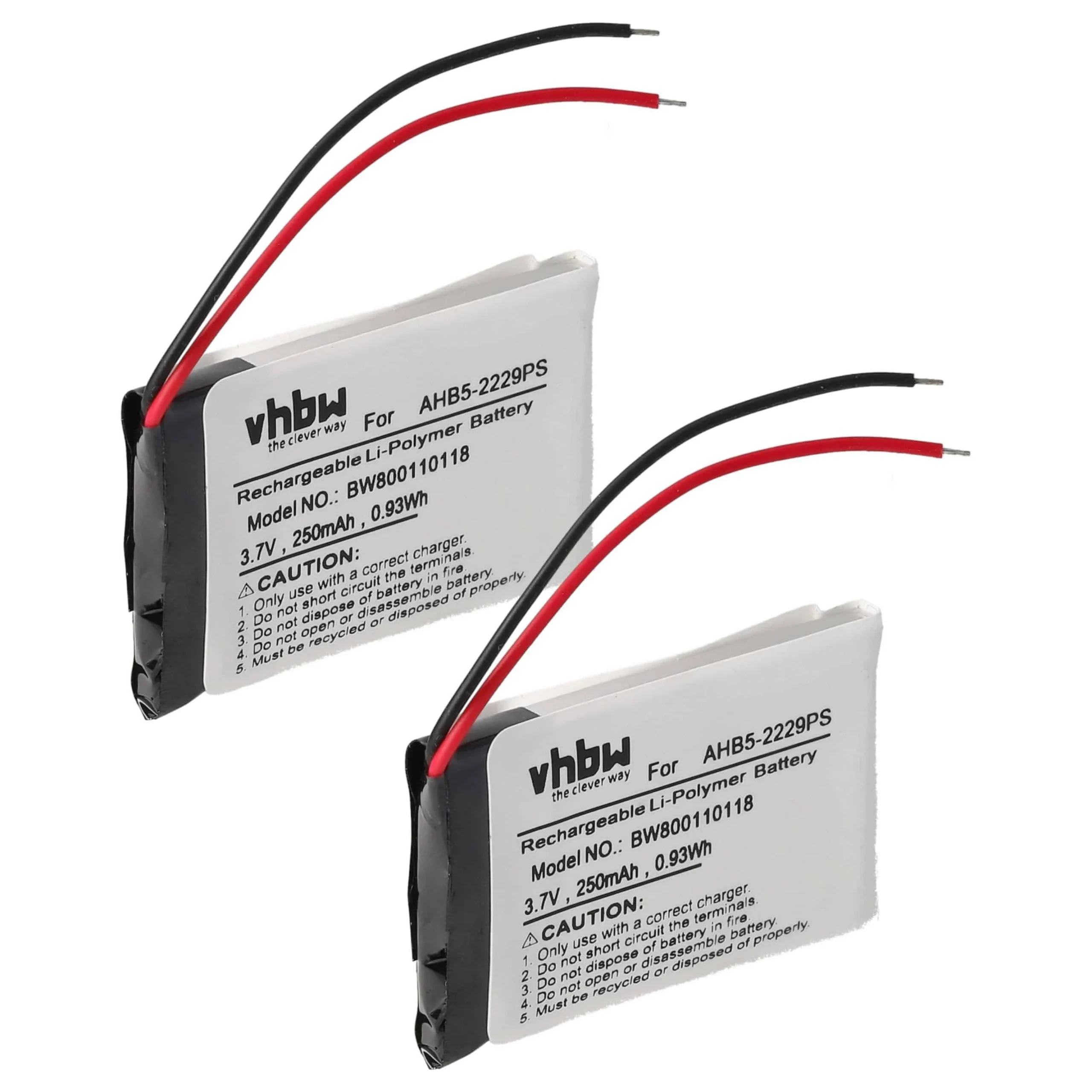Batterie (2 pcs.) remplace AHB5-2229PS casque audio Jabra - 250mAh 3,7V Li-polymère