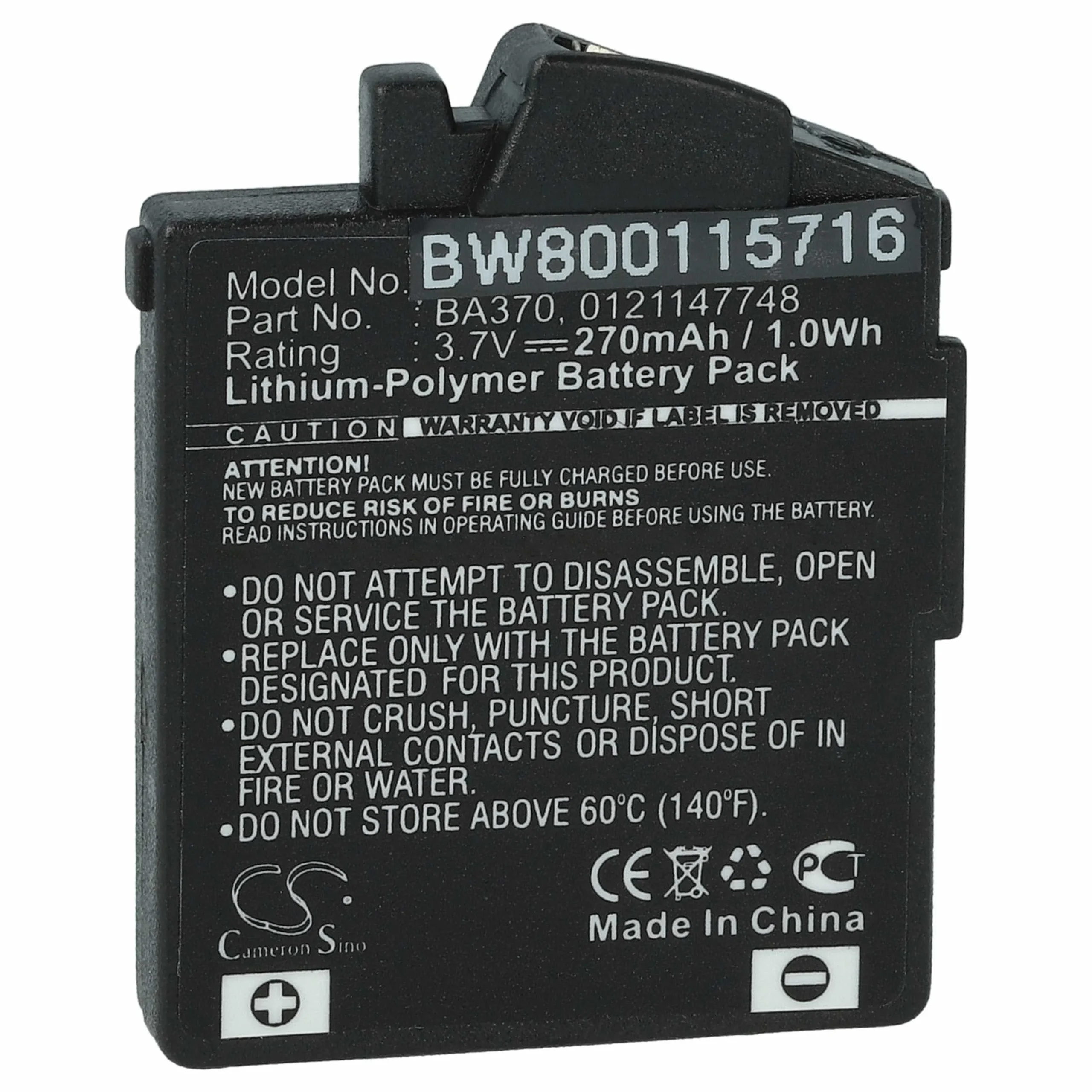 Batterie remplace Sennheiser 0121147748, BA370, BA 370 PX casque audio Sennheiser - 270mAh 3,7V Li-polymère