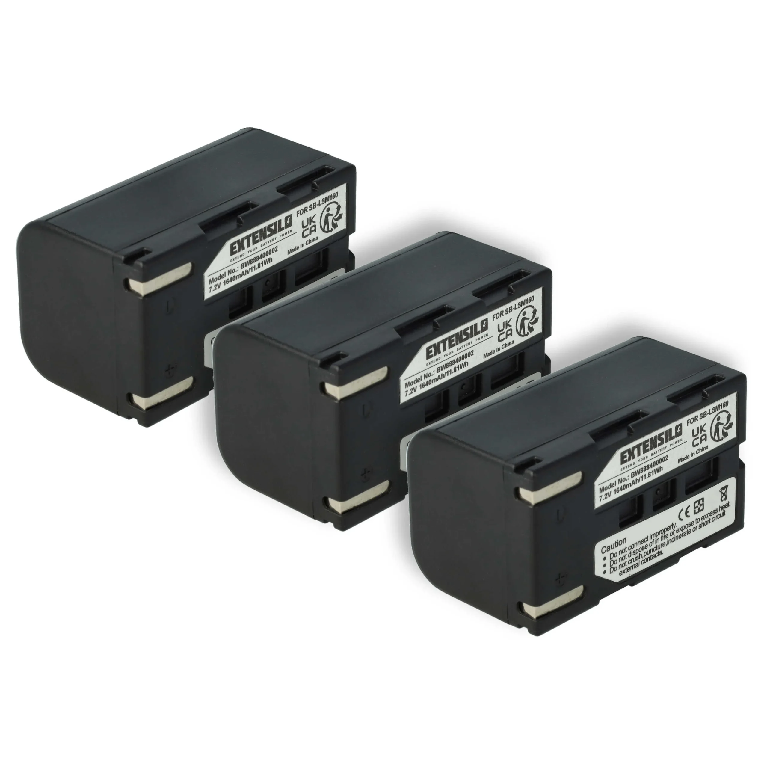 3x Batteries remplace Samsung SB-LSM80, SB-LSM320, SB-LSM160 pour appareil photo Samsung- 1640mAh 7,2V Li-ion