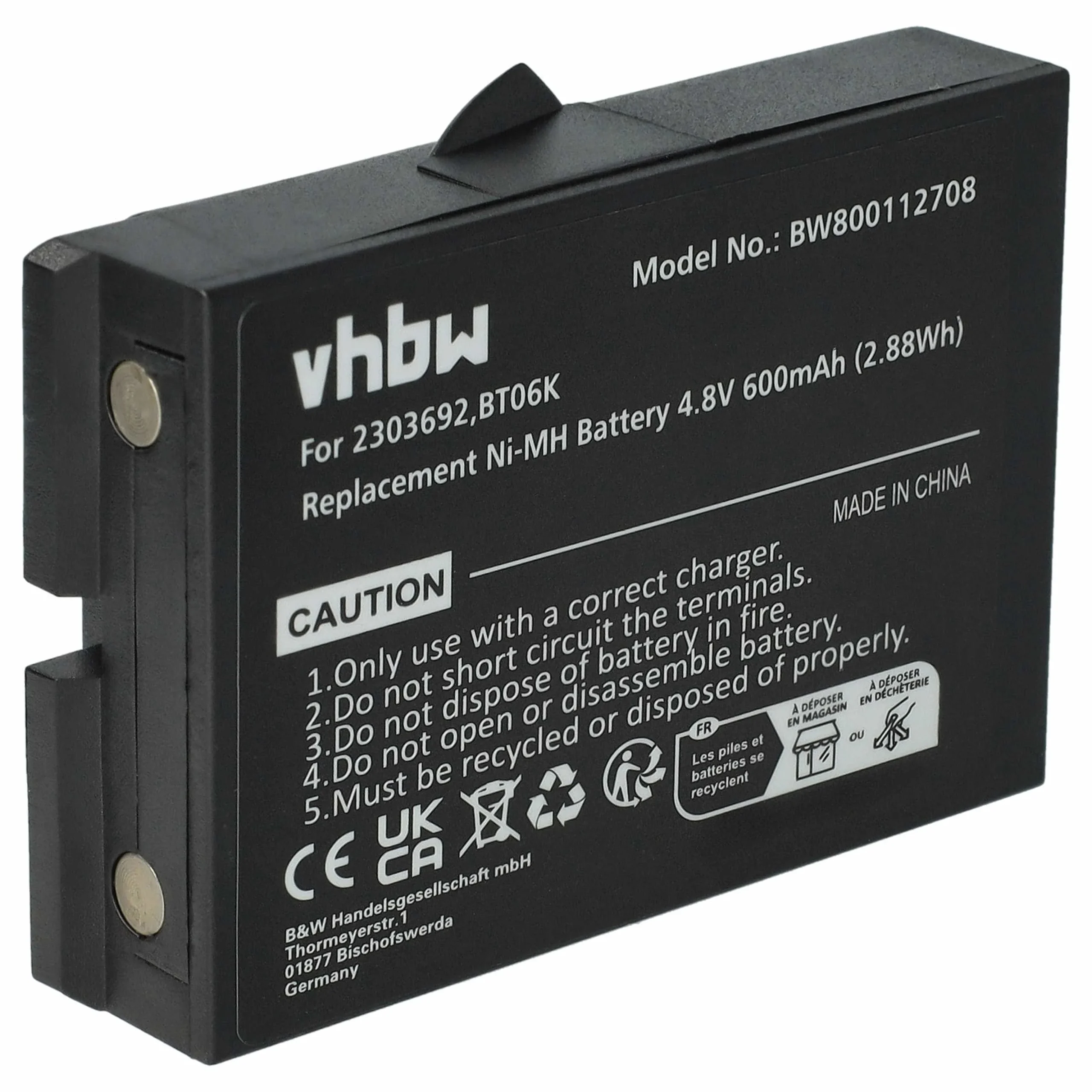 Batterie remplace Danfoss 2303692, BT06K - 600mAh 4,8V NiMH