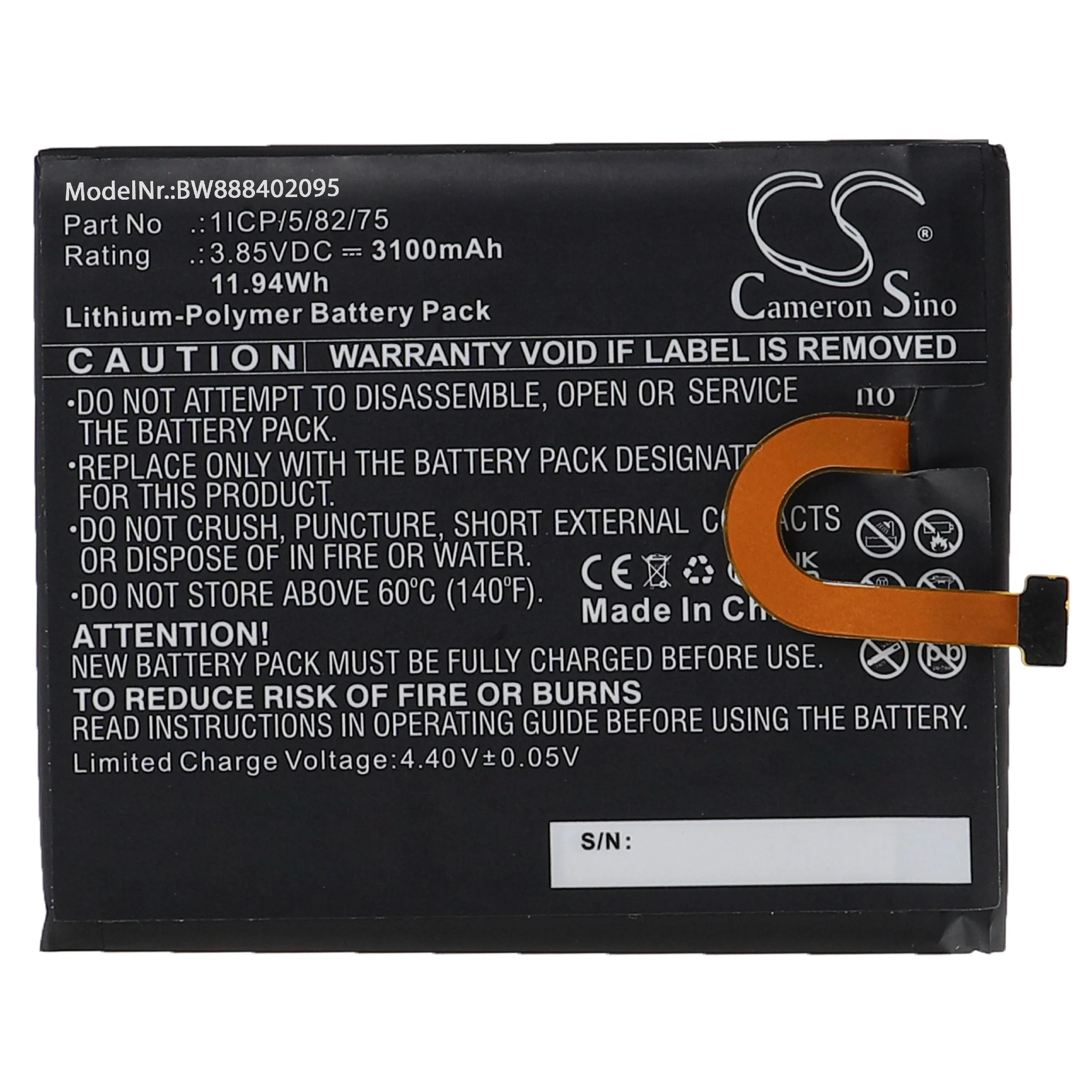 Batterie remplace Umi 1ICP/5/82/75 téléphone portable Umi - 3100mAh 3,85V Li-polymère