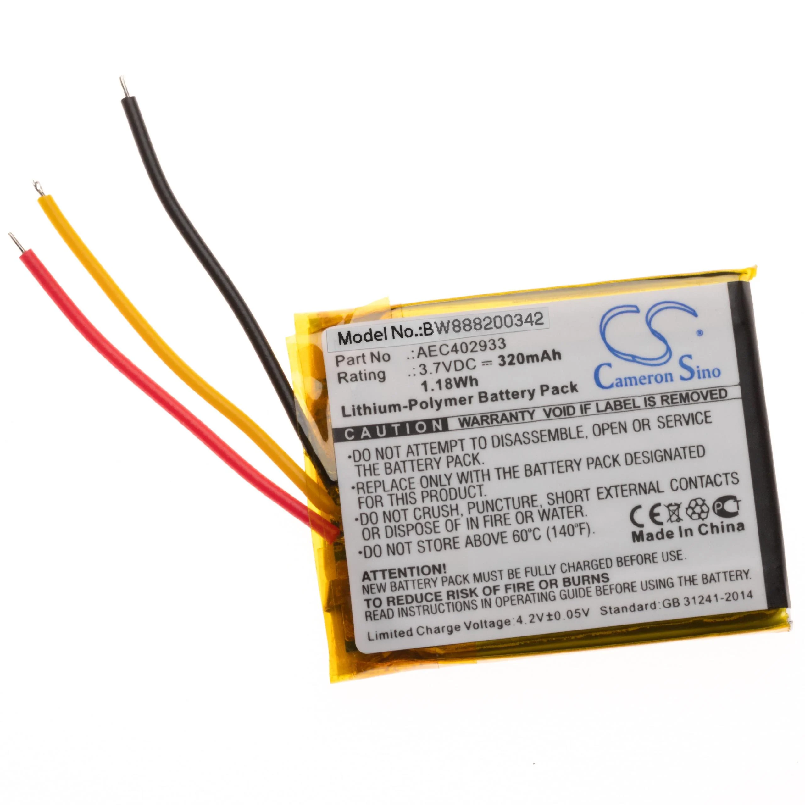 Batterie remplace AKG AEC402933 casque audio AKG - 320mAh 3,7V Li-polymère