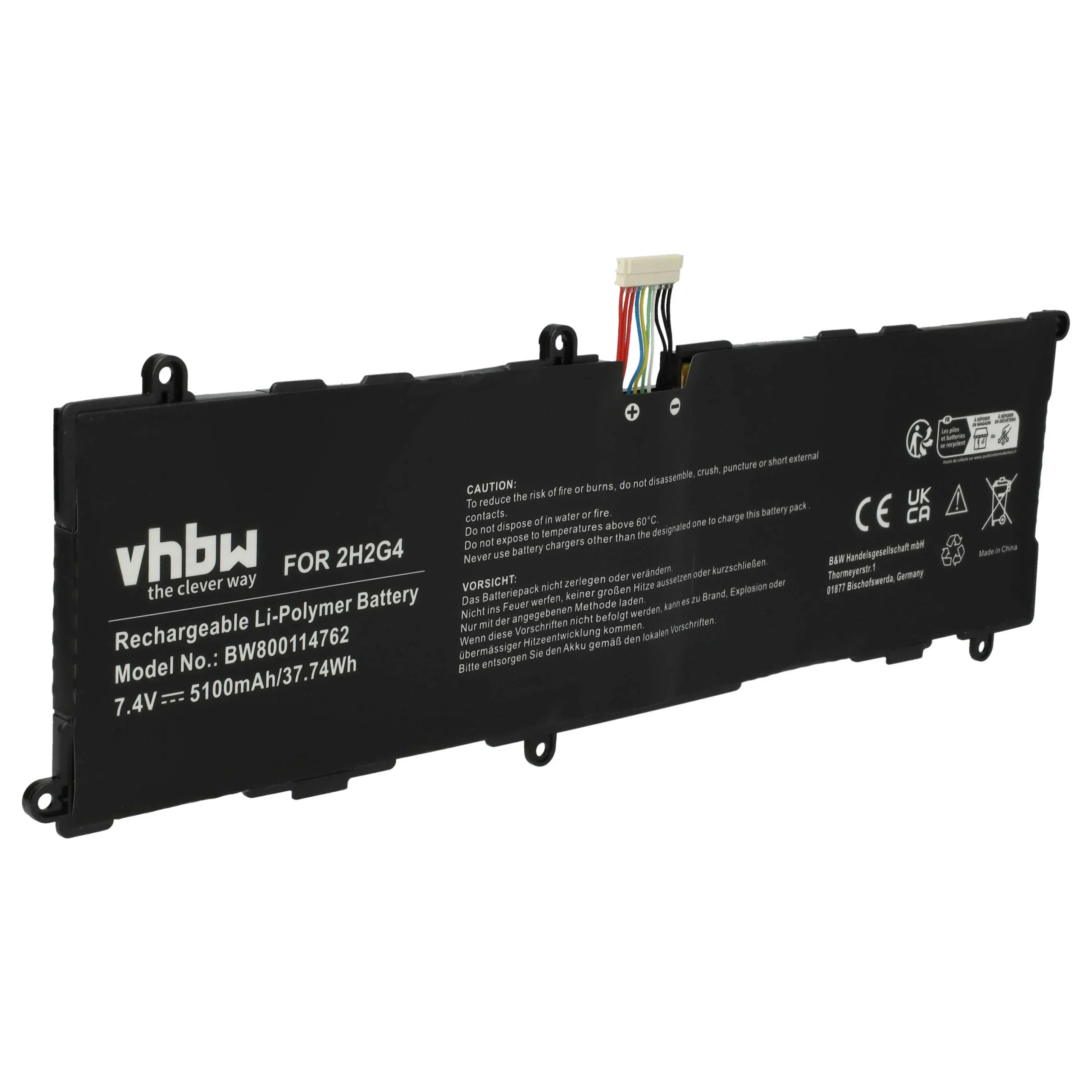 Batterie remplace Dell TXJ69, 2H2G4 21CP5/63/105, HFRC3, 2H2G4 tablette - 5100mAh 7,4V Li-polymère