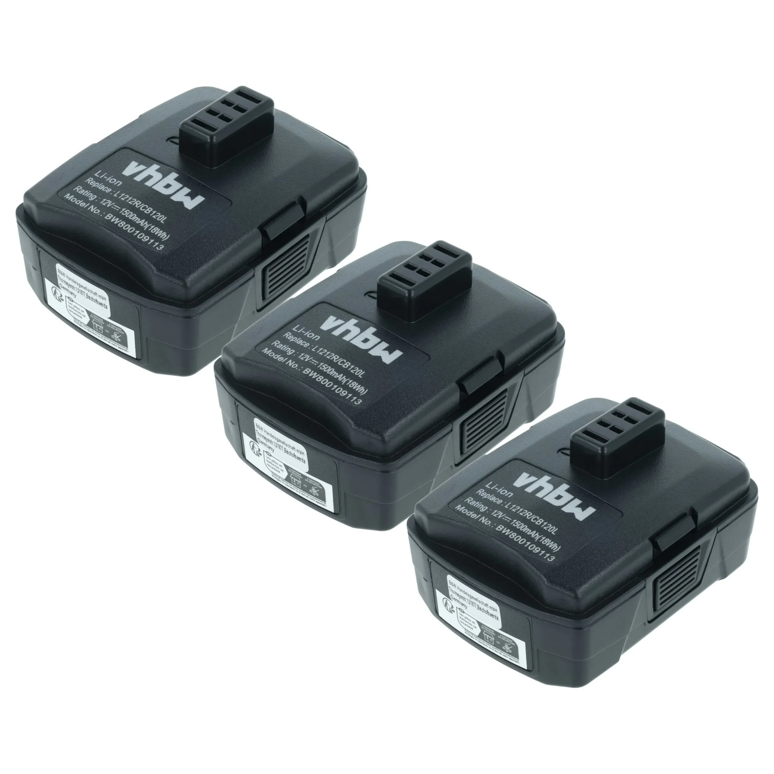 Batterie (3 pcs.) remplace Ryobi 130503001, 130503005, BPL-1220 outil électrique Ryobi - 1,5Ah 12V Li-ion