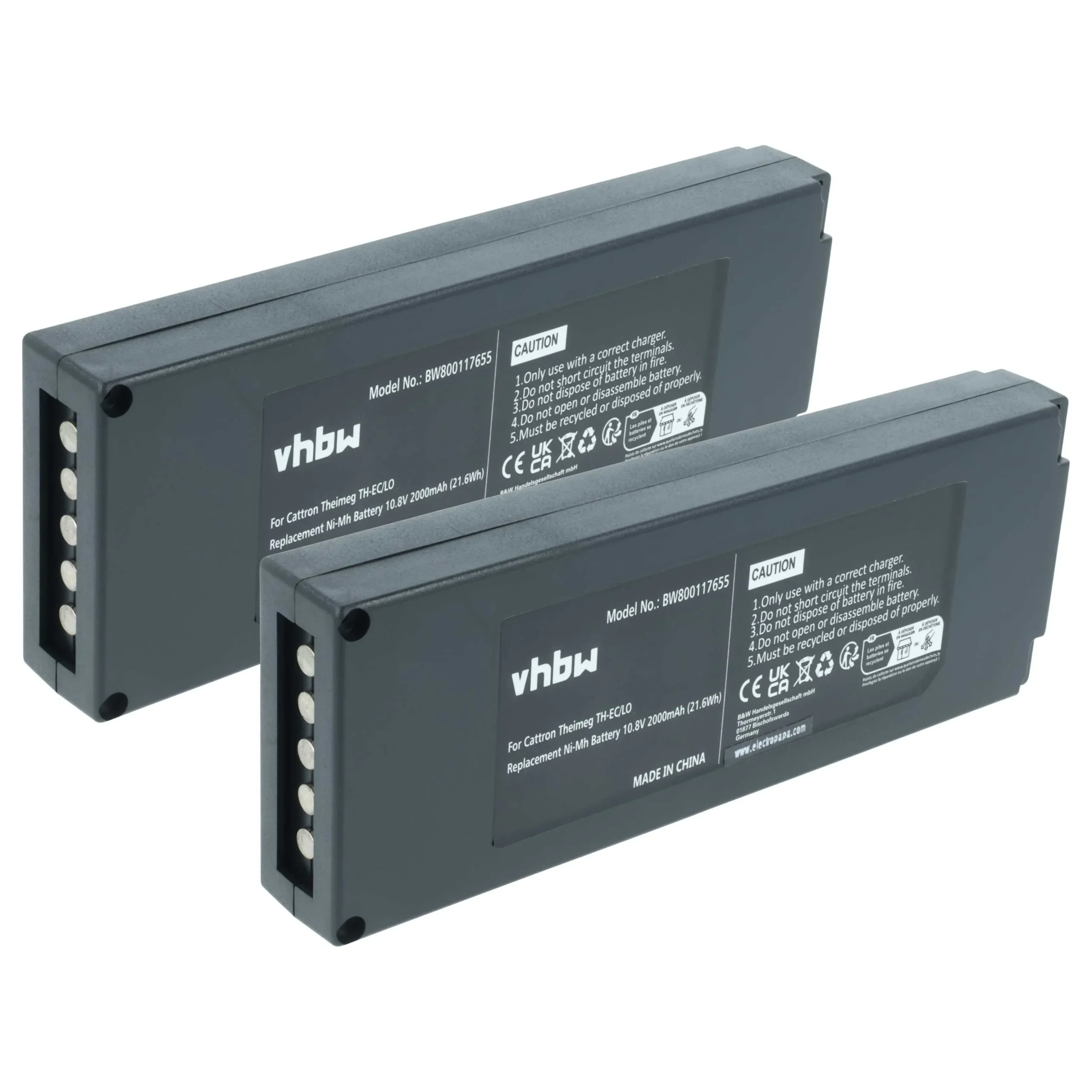 2x Batteries remplace Cattron Theimeg B5018-00061 pour télécommande Cattron-Theimeg- 2000mAh 10,8V NiMH