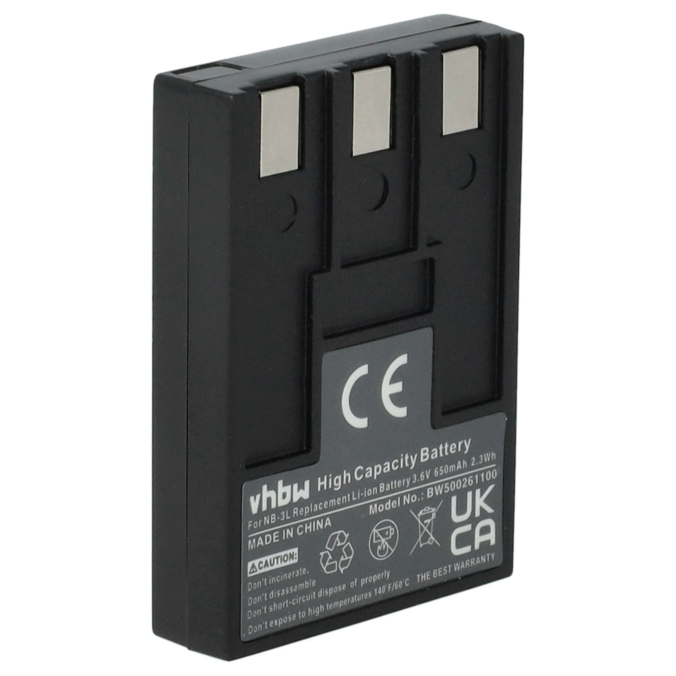 Batterie remplace Canon NB-3L pour appareil photo Canon- 650mAh 3,6V Li-ion
