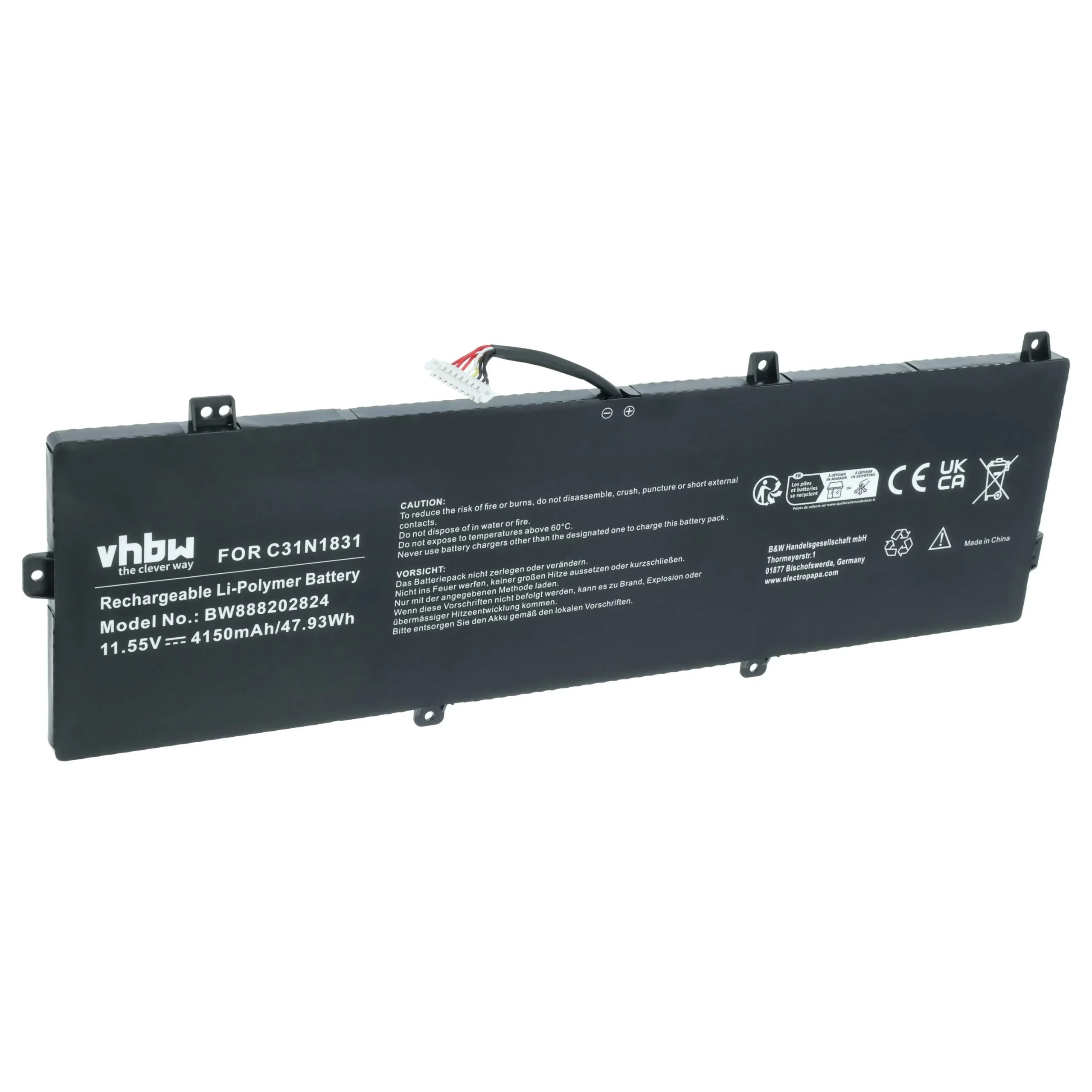Batterie remplace Asus 0B200-03330200 pour ordinateur portable Asus- 4150mAh 11,55V Li-polymère