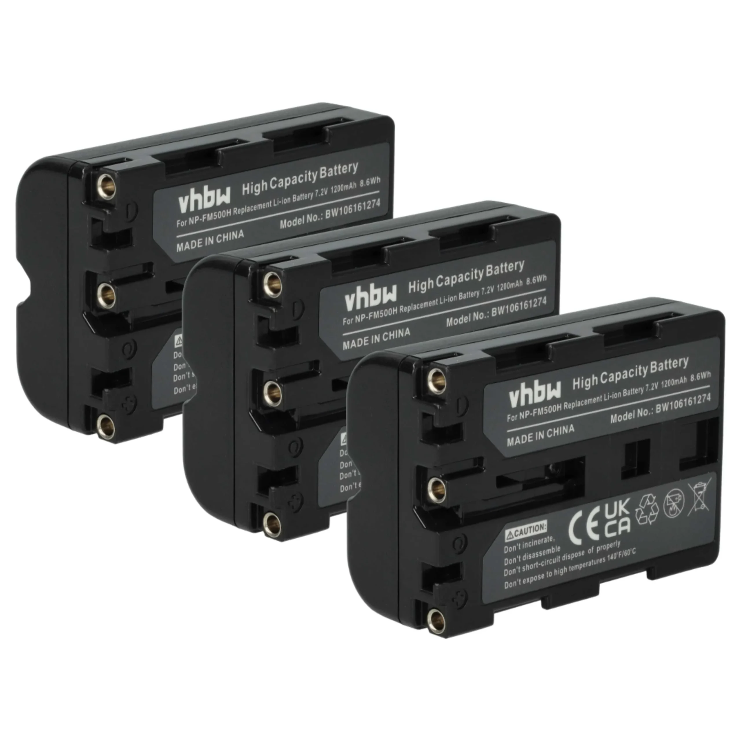 3x Batteries remplace Sony NP-FM500H pour appareil photo Hasselblad- 1200mAh 7,2V Li-ion