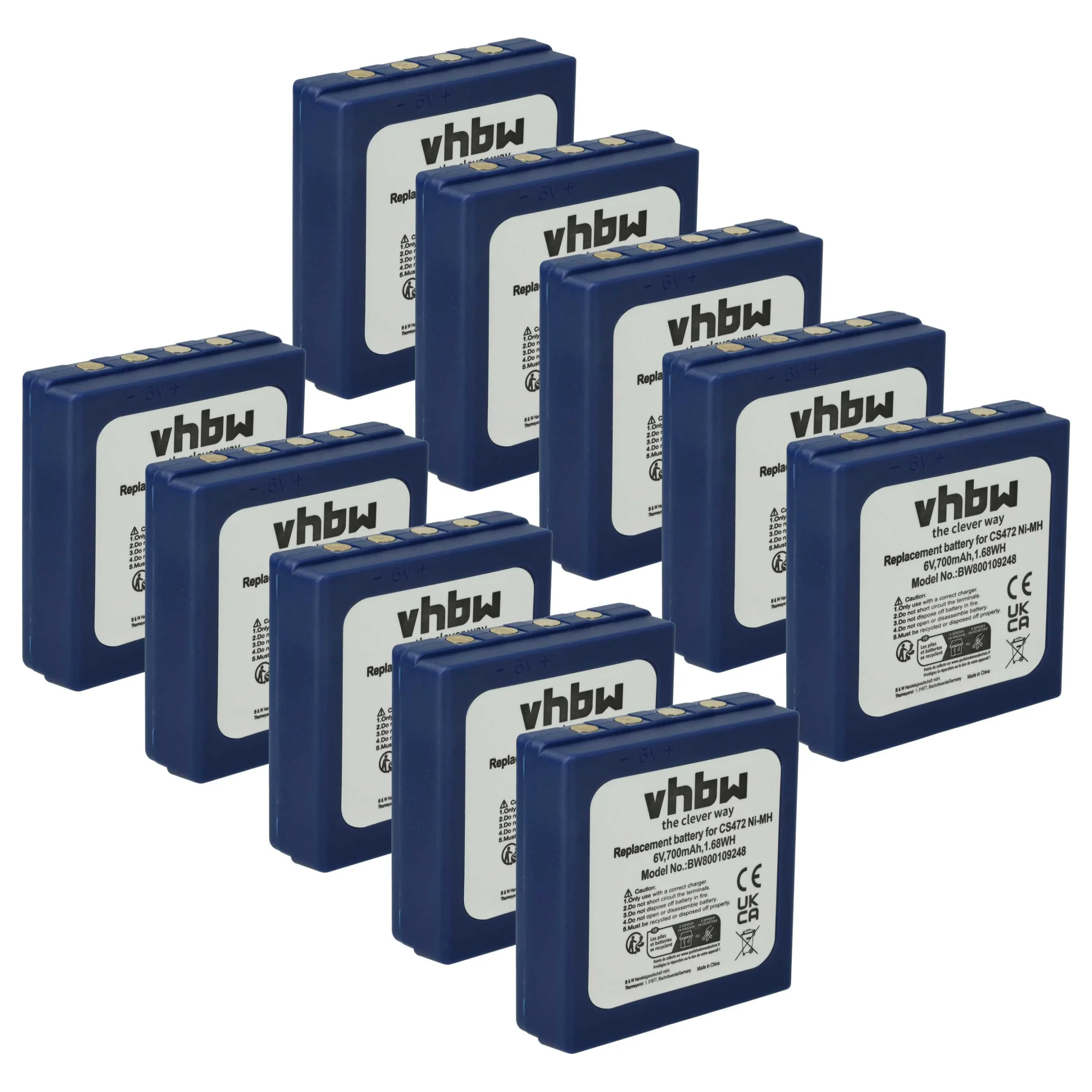 10x Batteries remplace HBC BA203060, AF-FUB03M, BA222060 pour radio talkie-walkie Hetronic- 700mAh 6V NiMH