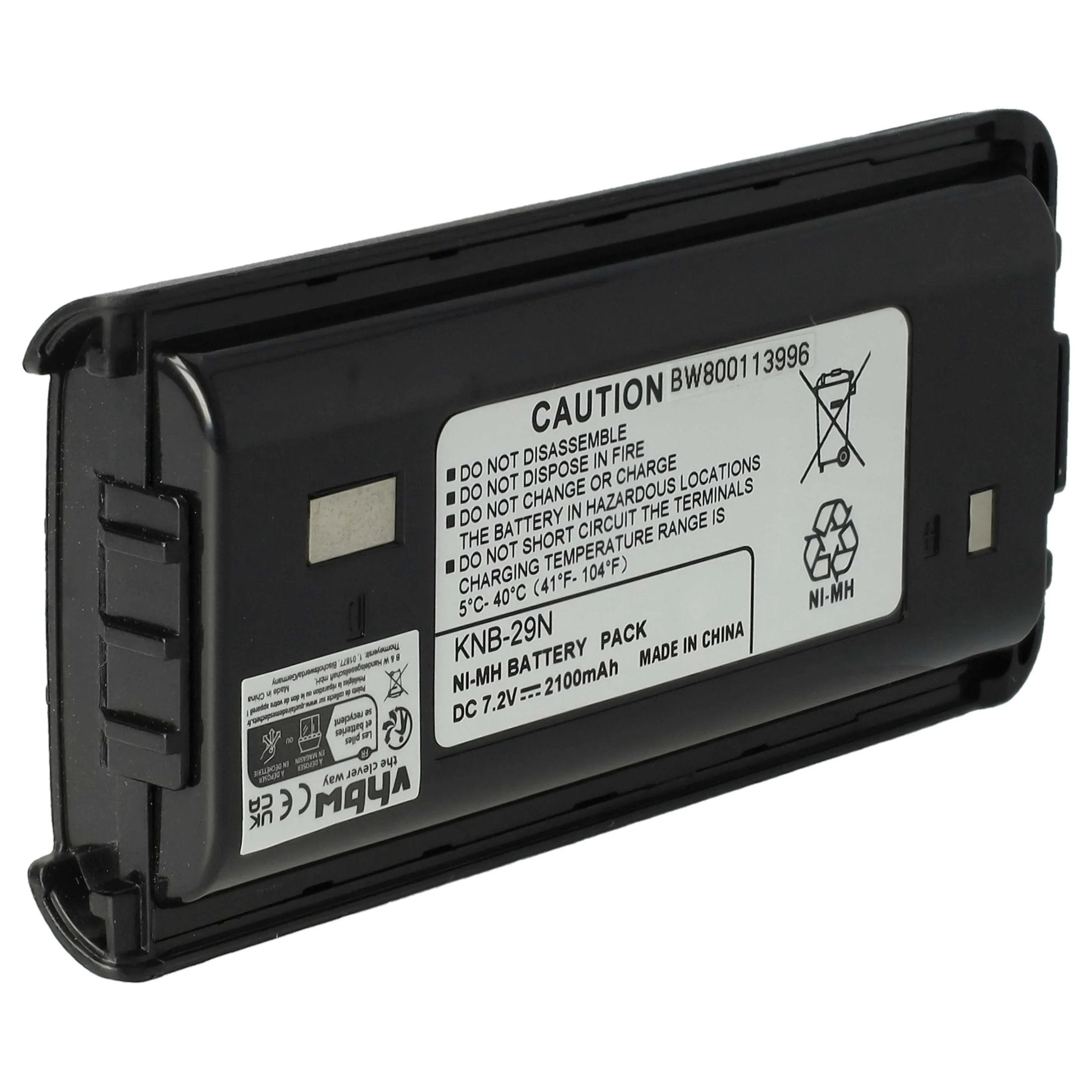 Batterie remplace Kenwood BPKNB29MHXT-1, BPKNB29MH pour radio talkie-walkie Kenwood- 2100mAh 7,2V NiMH